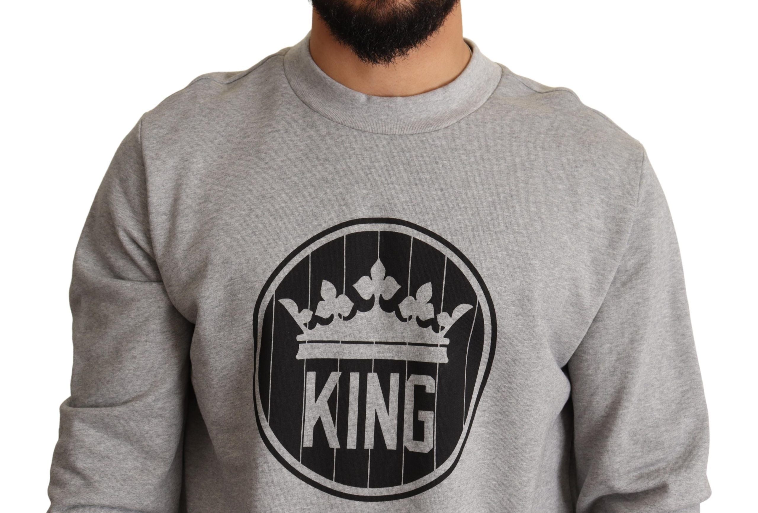 Grijze Crown King Print Katoenen Trui