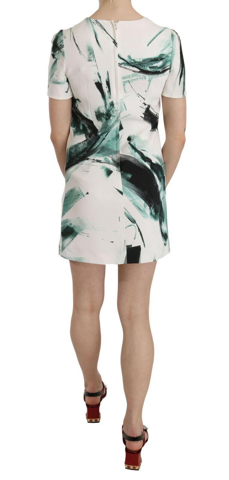 Wit Zwart Blauw Shift Korte Mini Jurk