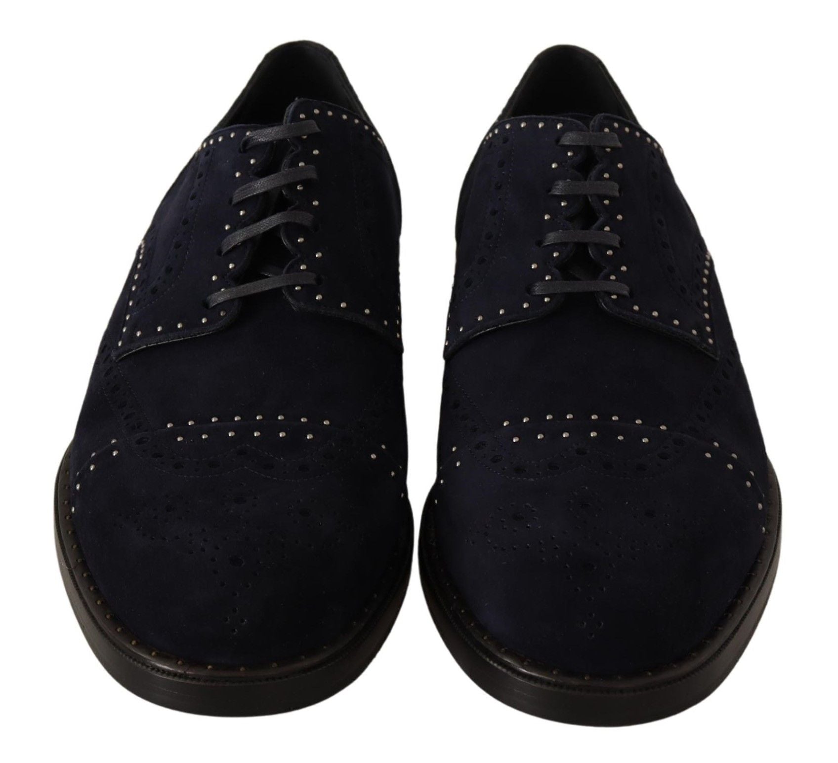 Blauwe suède derby schoenen met studs
