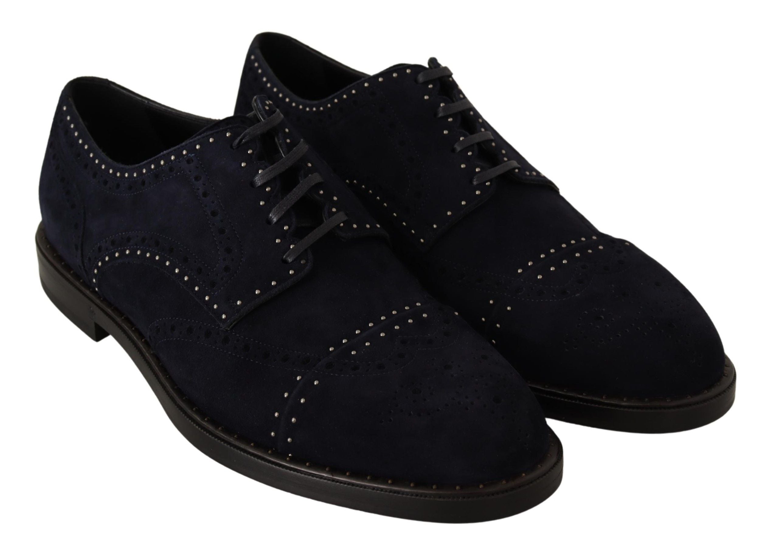 Blauwe suède derby schoenen met studs