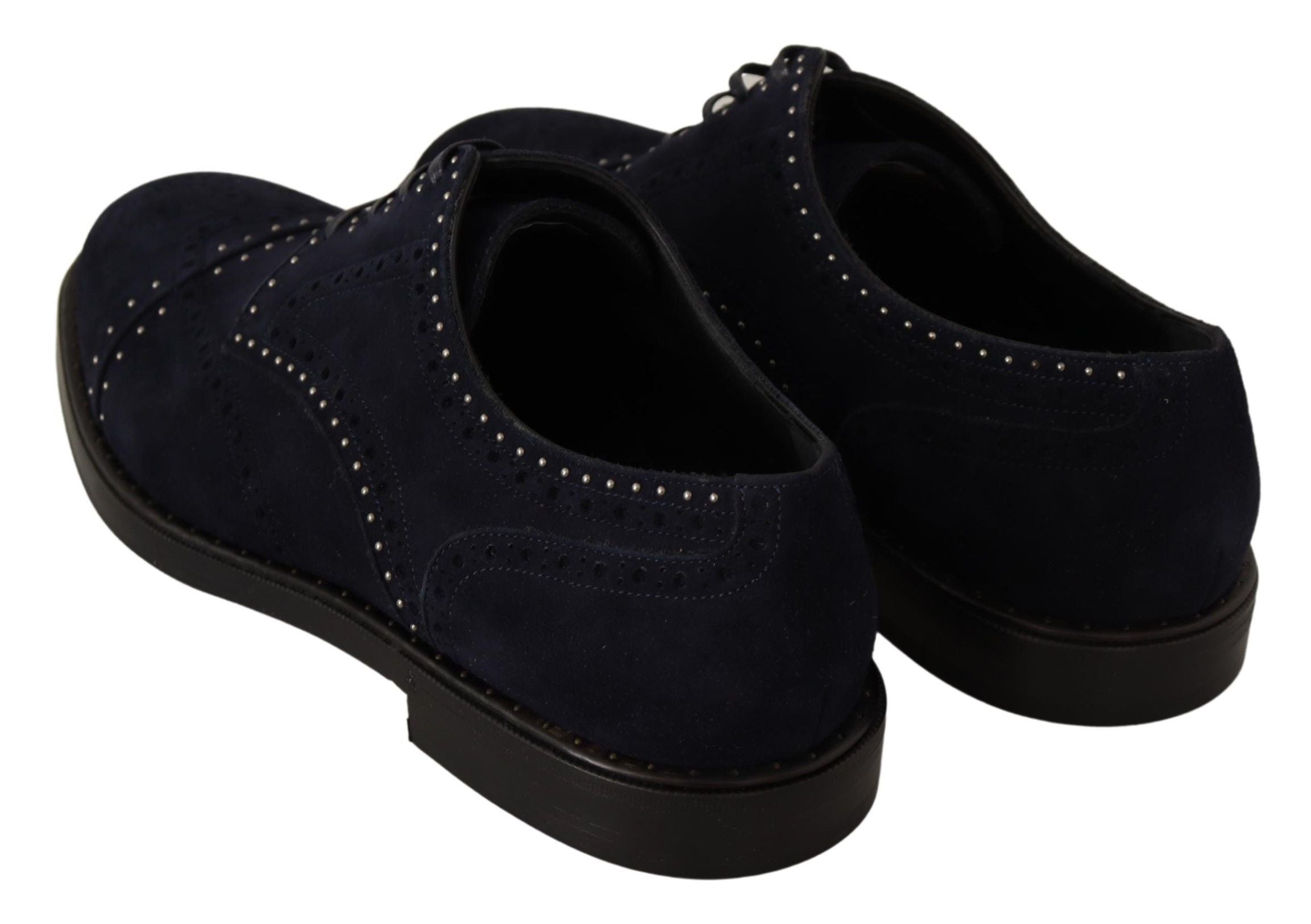 Blauwe suède derby schoenen met studs