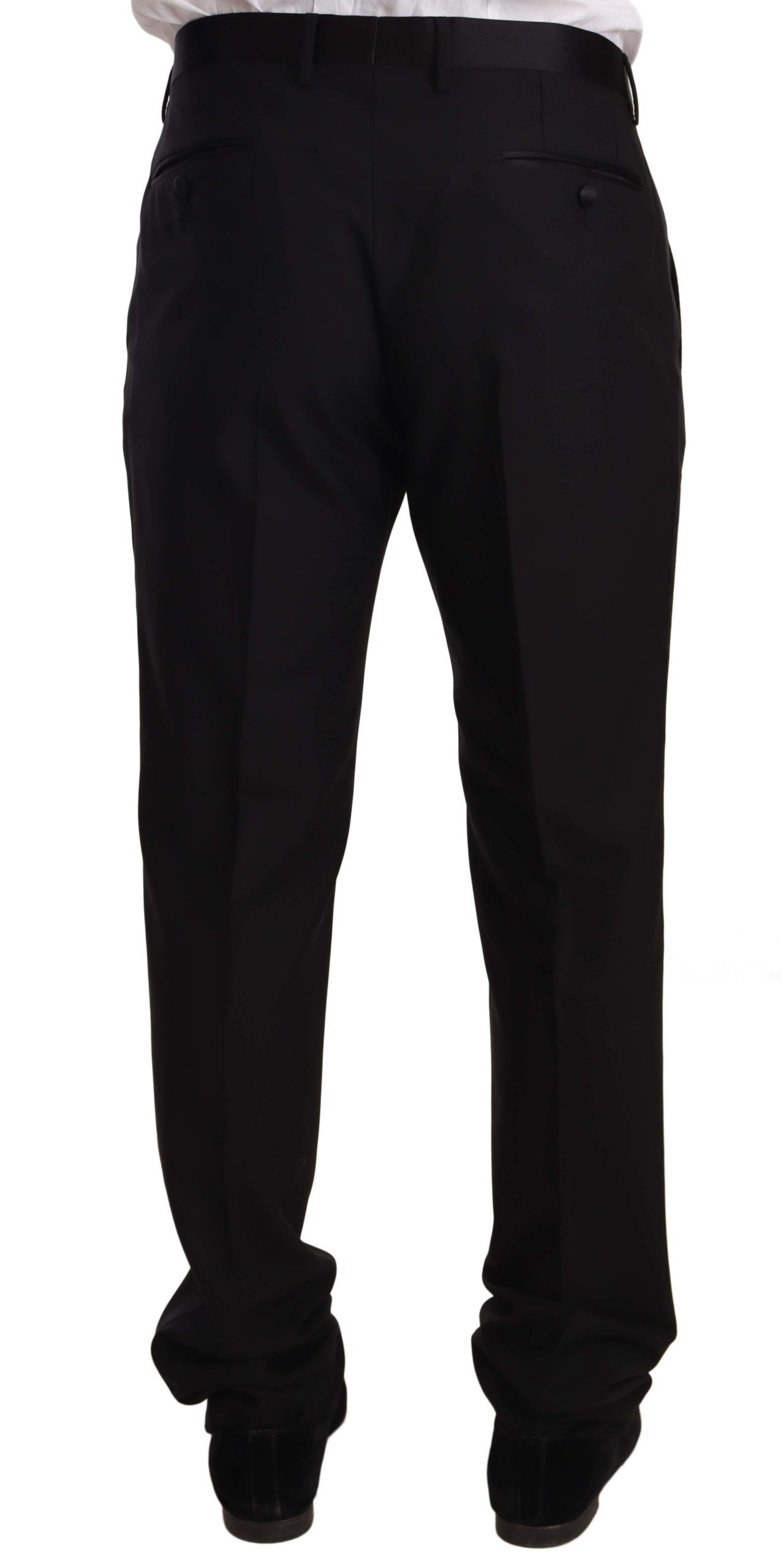 Zwarte wollen formele smokingbroek