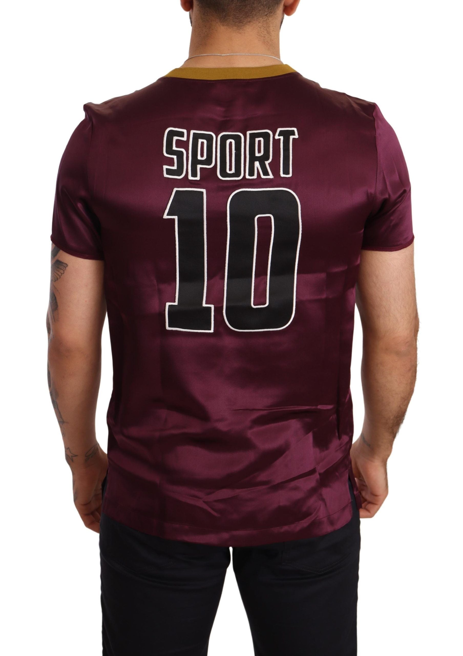 Paars Sport 10 borduurwerk ronde hals T-shirt