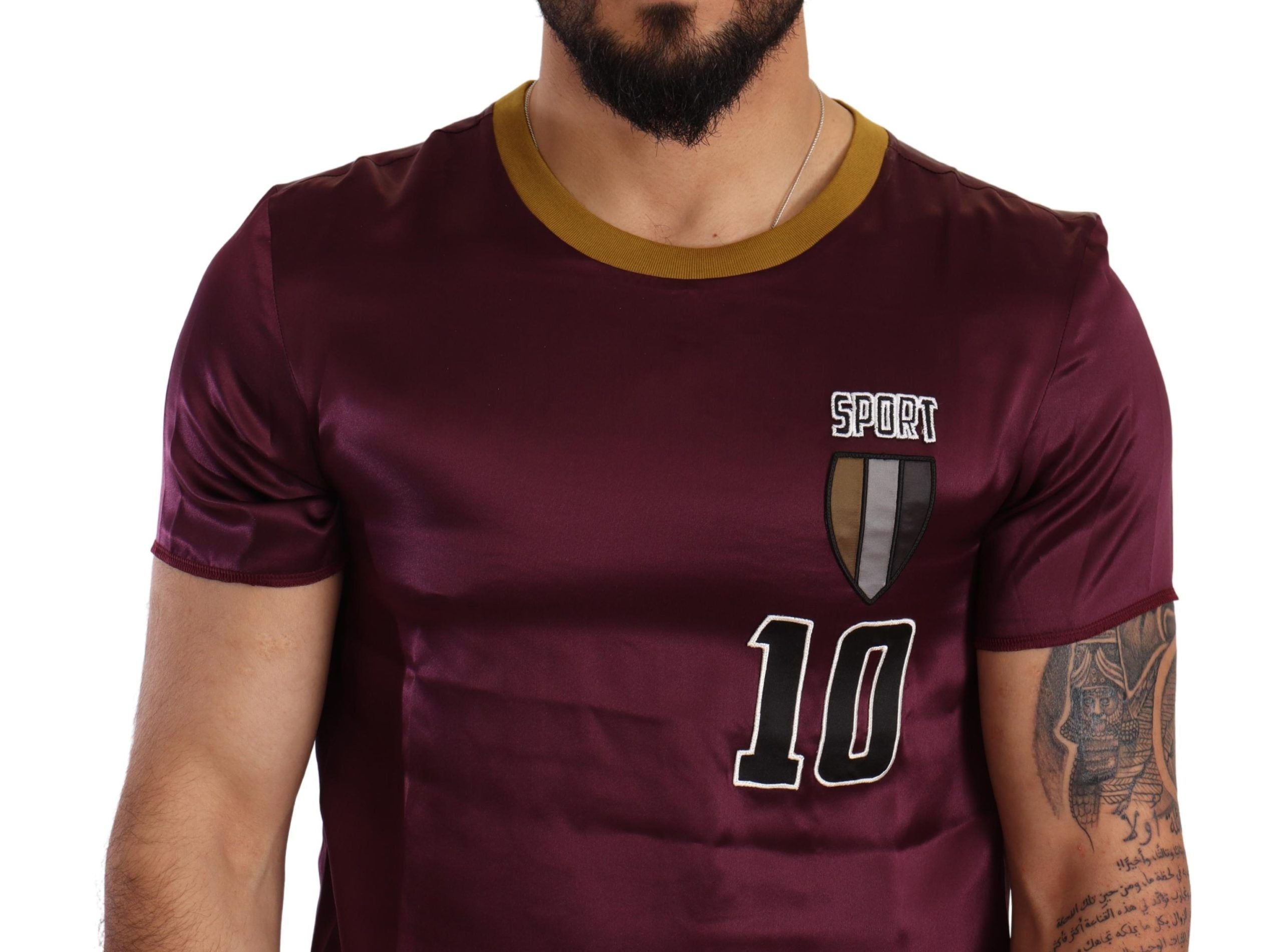 Paars Sport 10 borduurwerk ronde hals T-shirt