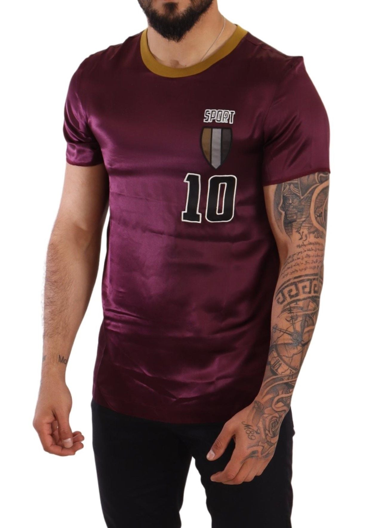 Paars Sport 10 borduurwerk ronde hals T-shirt