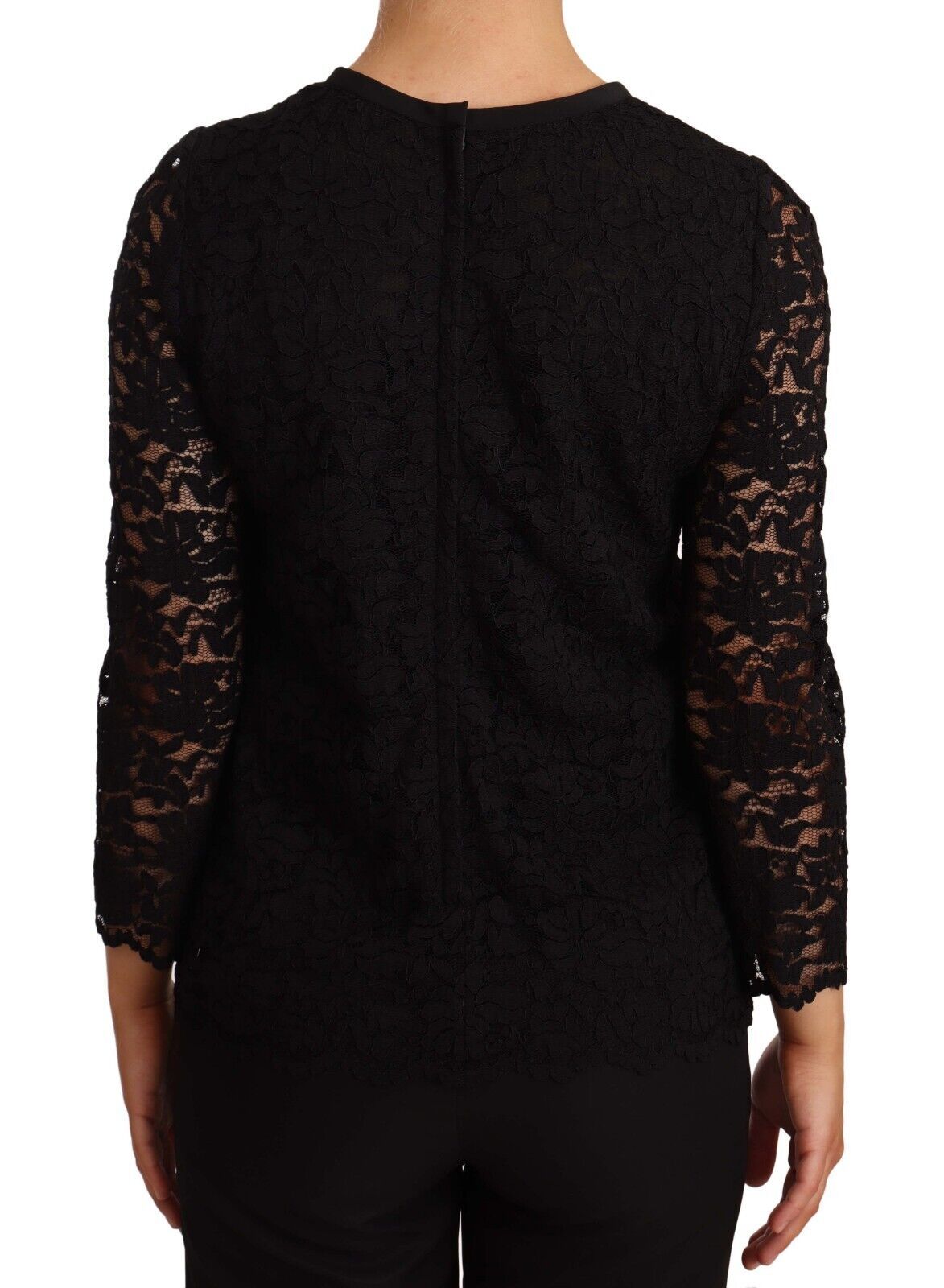Zwarte bloemenkant nylon blouse top