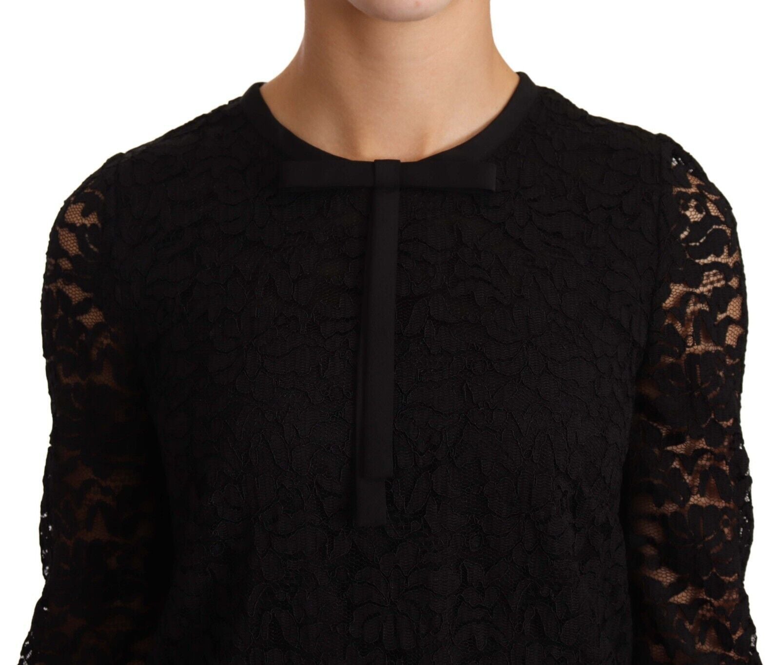 Zwarte bloemenkant nylon blouse top