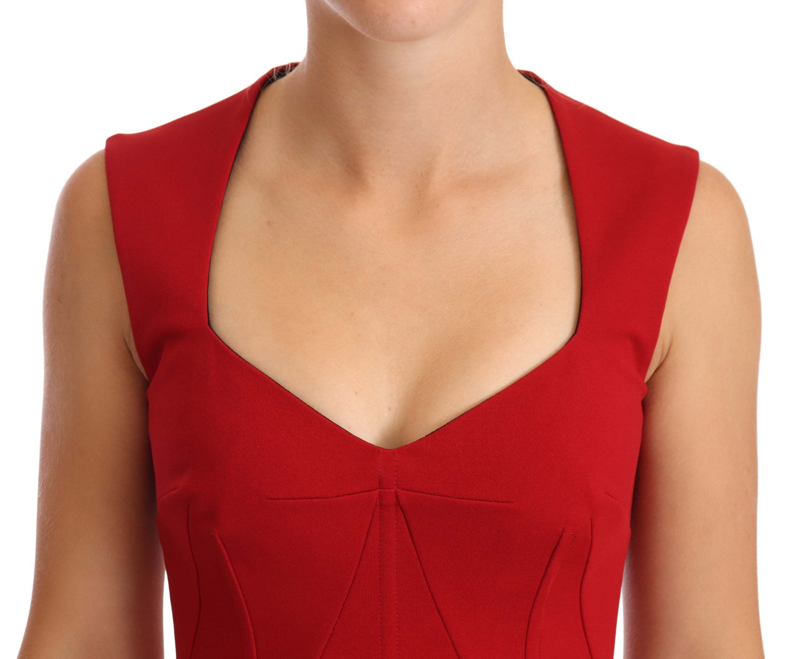 Rode Sweetheart Mouwloze Midi Stretch Jurk