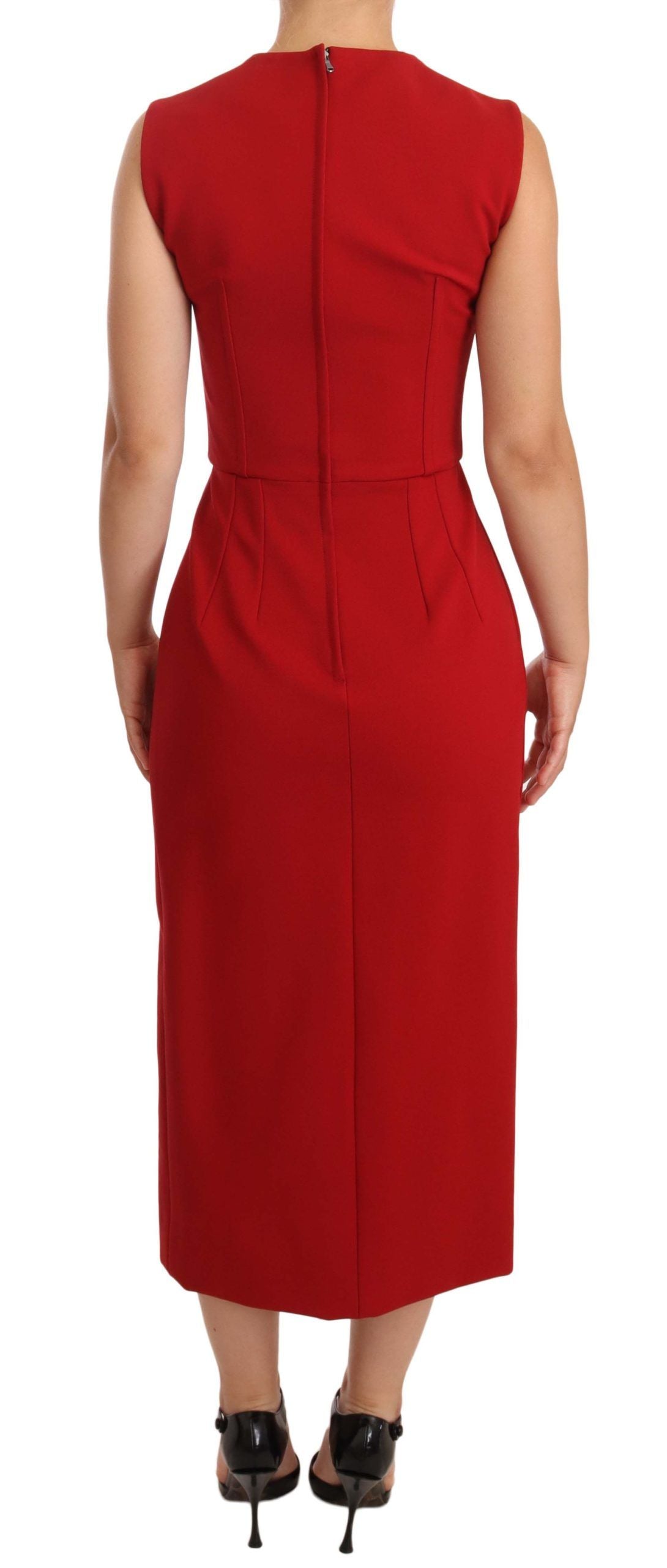 Rode Sweetheart Mouwloze Midi Stretch Jurk