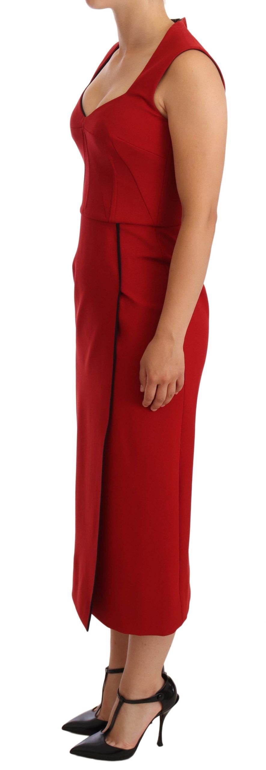Rode Sweetheart Mouwloze Midi Stretch Jurk