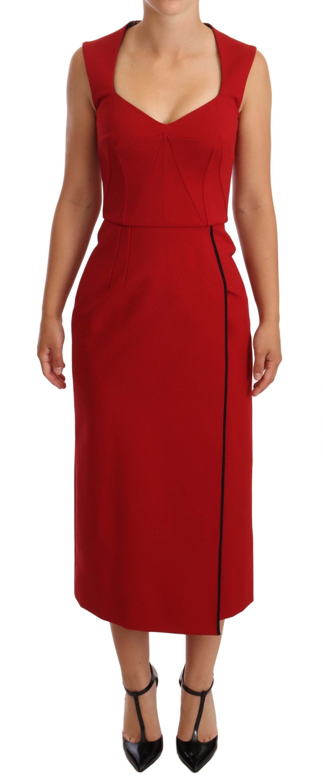 Rode Sweetheart Mouwloze Midi Stretch Jurk