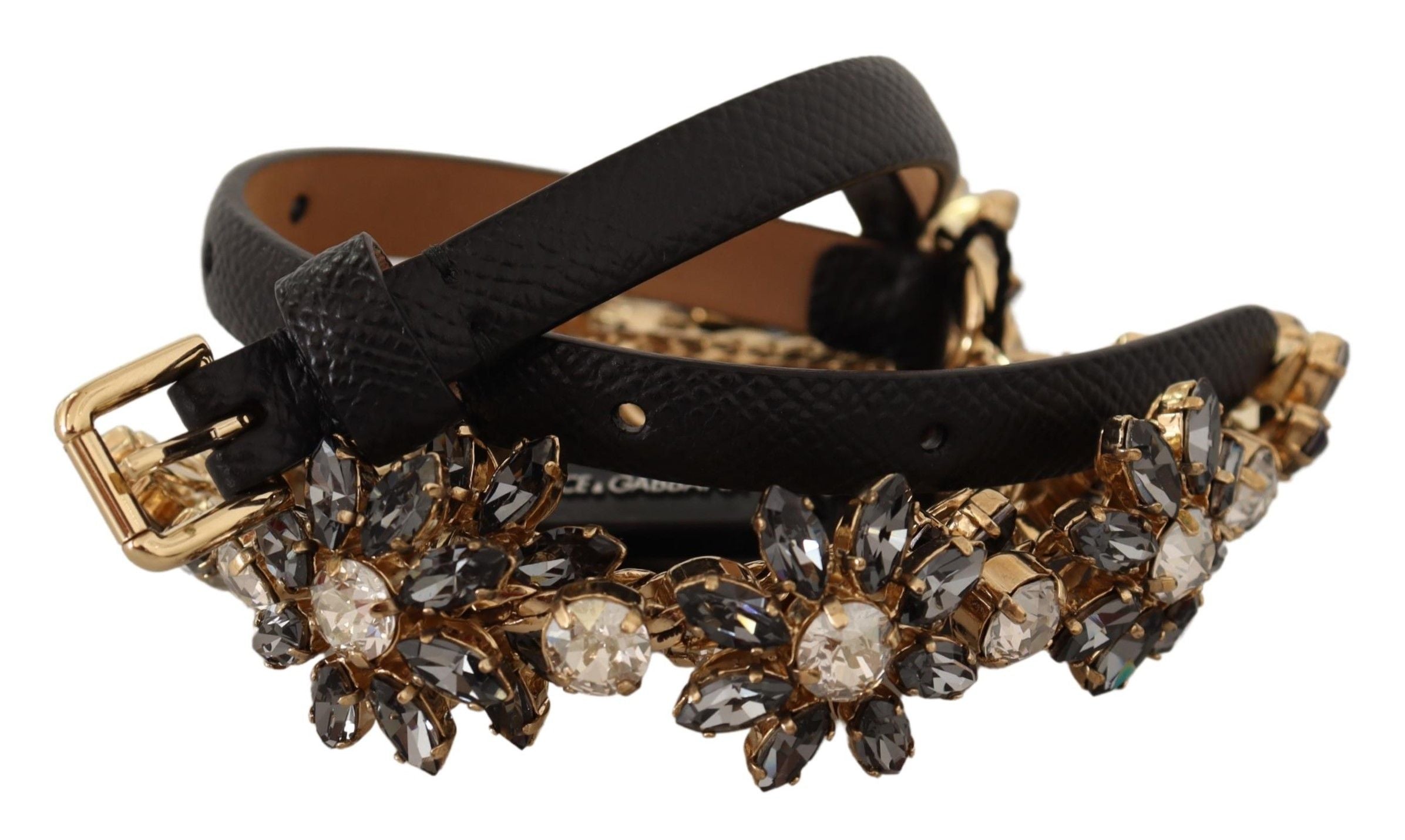 Zwarte Daisy Crystal Dauphine Textuur Riem