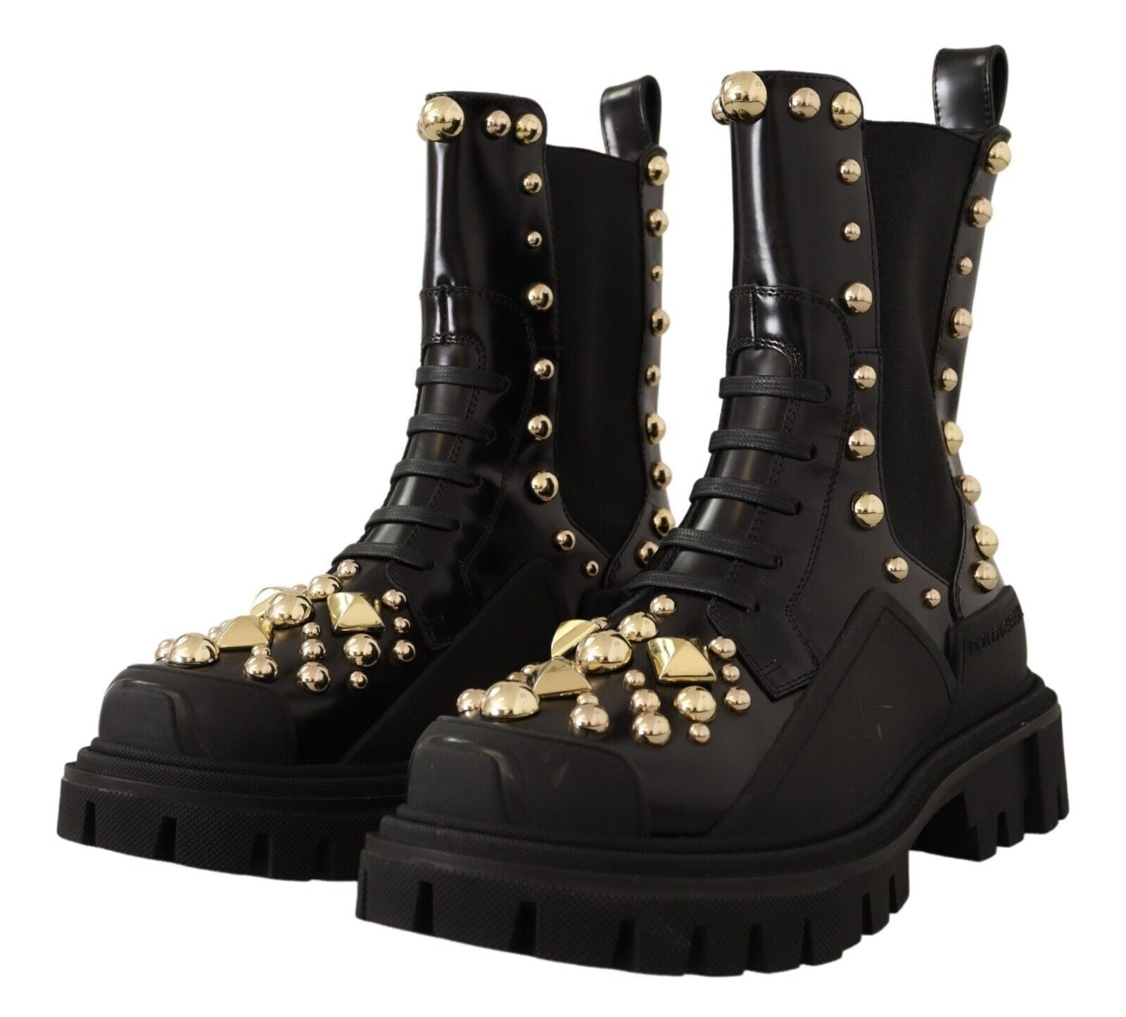 Zwarte leren gevechtslaarzen met studs