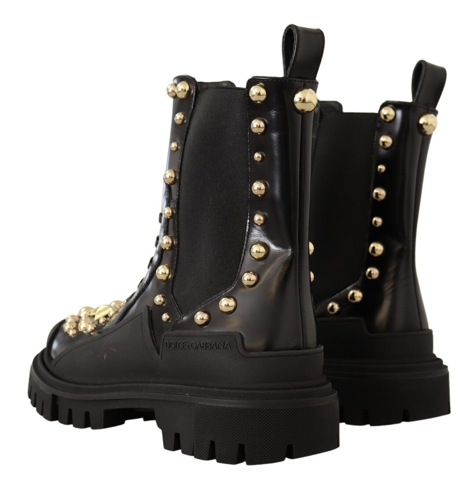 Zwarte leren gevechtslaarzen met studs
