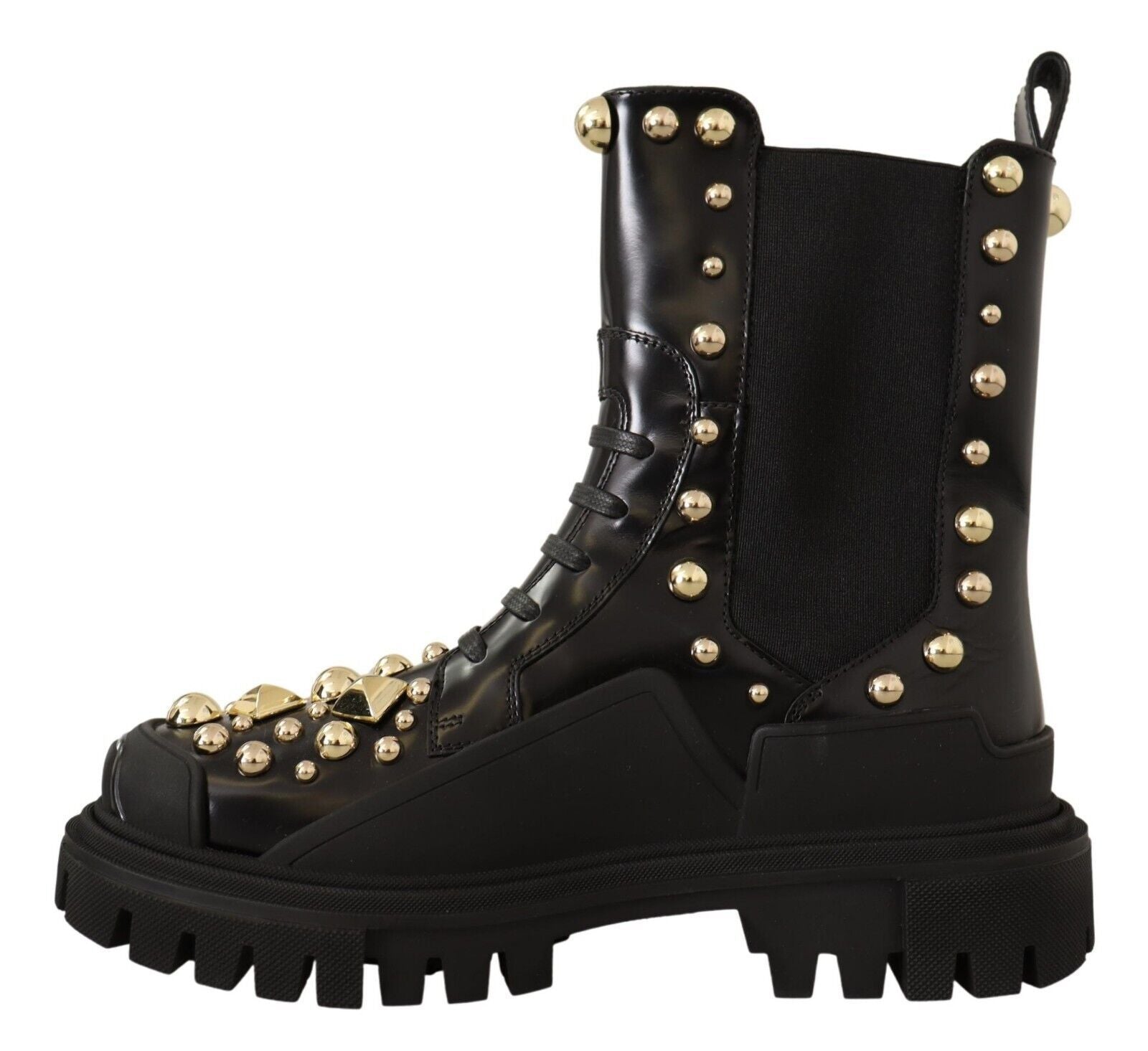 Zwarte leren gevechtslaarzen met studs