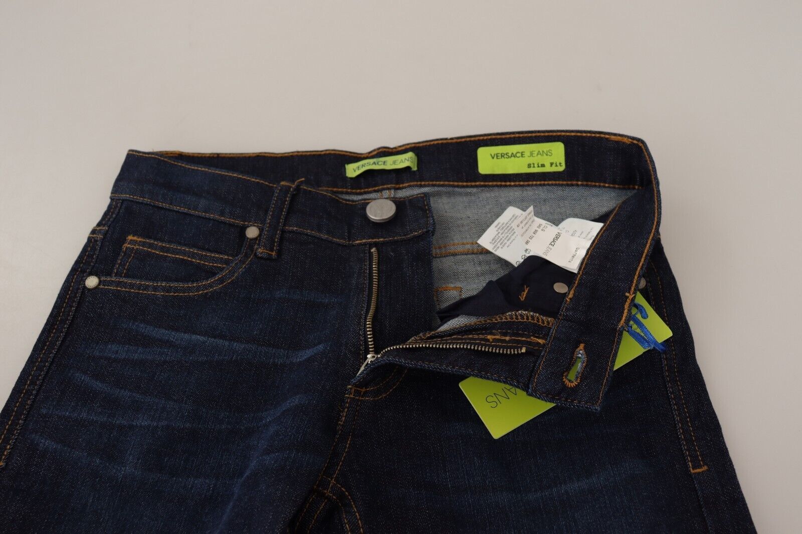 Donkerblauwe katoenen skinny denim jeans met lage taille