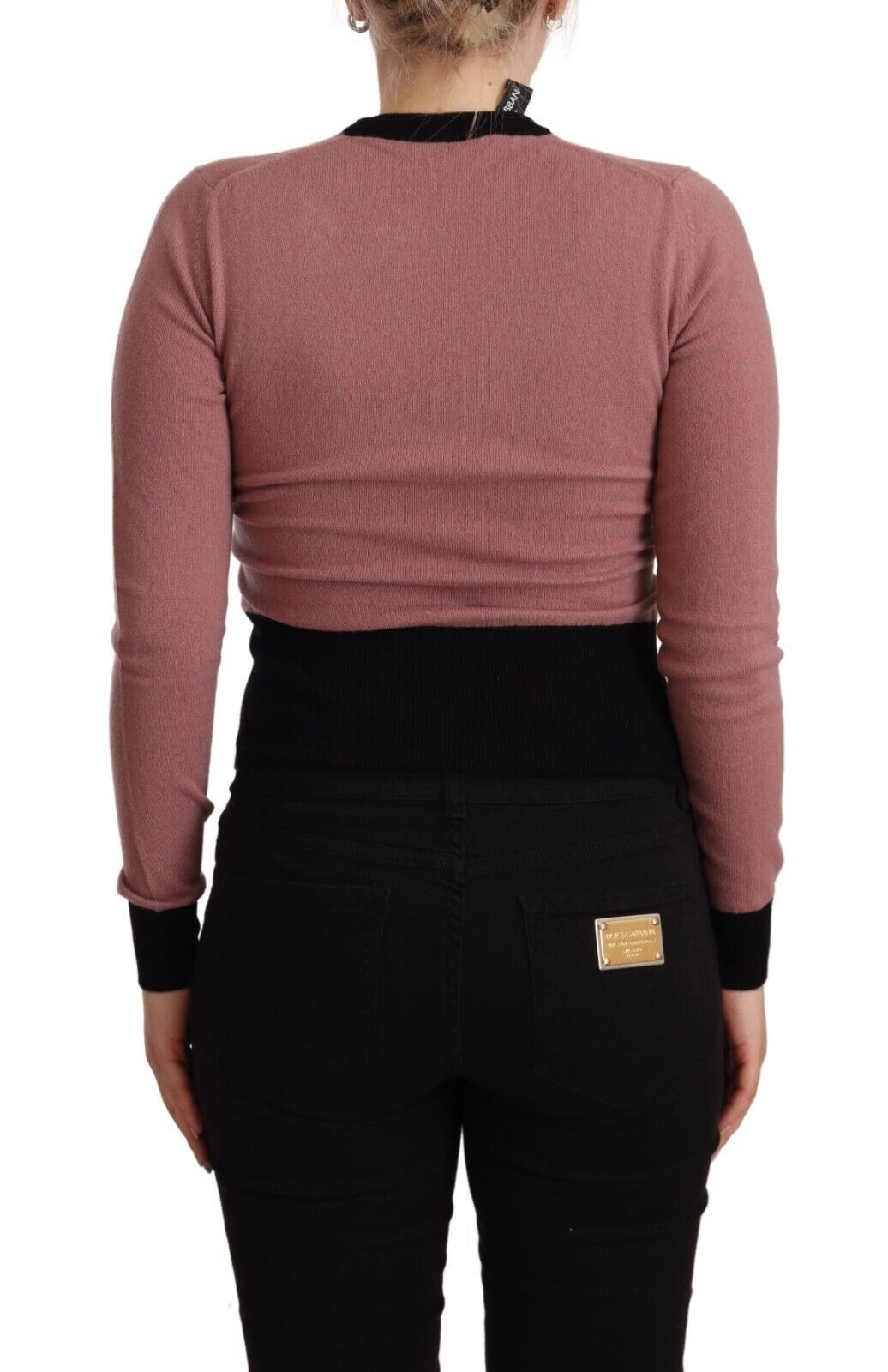 Roze kasjmier Sartoria trui met ronde hals