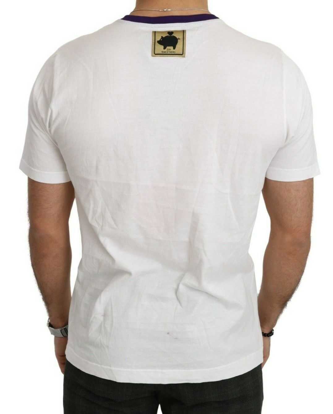 Wit katoenen T-shirt met Super Power Pig-top