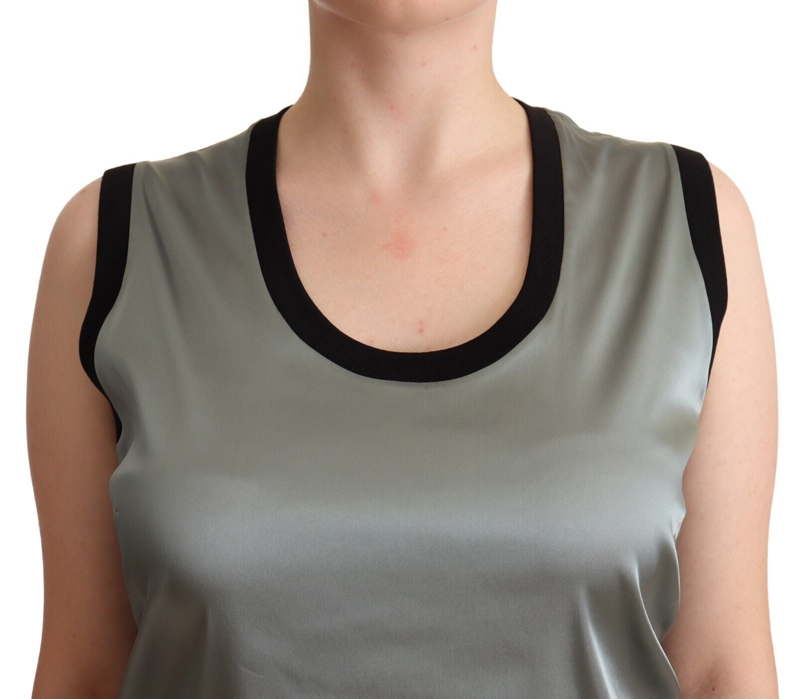 Zilveren ronde hals mouwloos casual tanktop