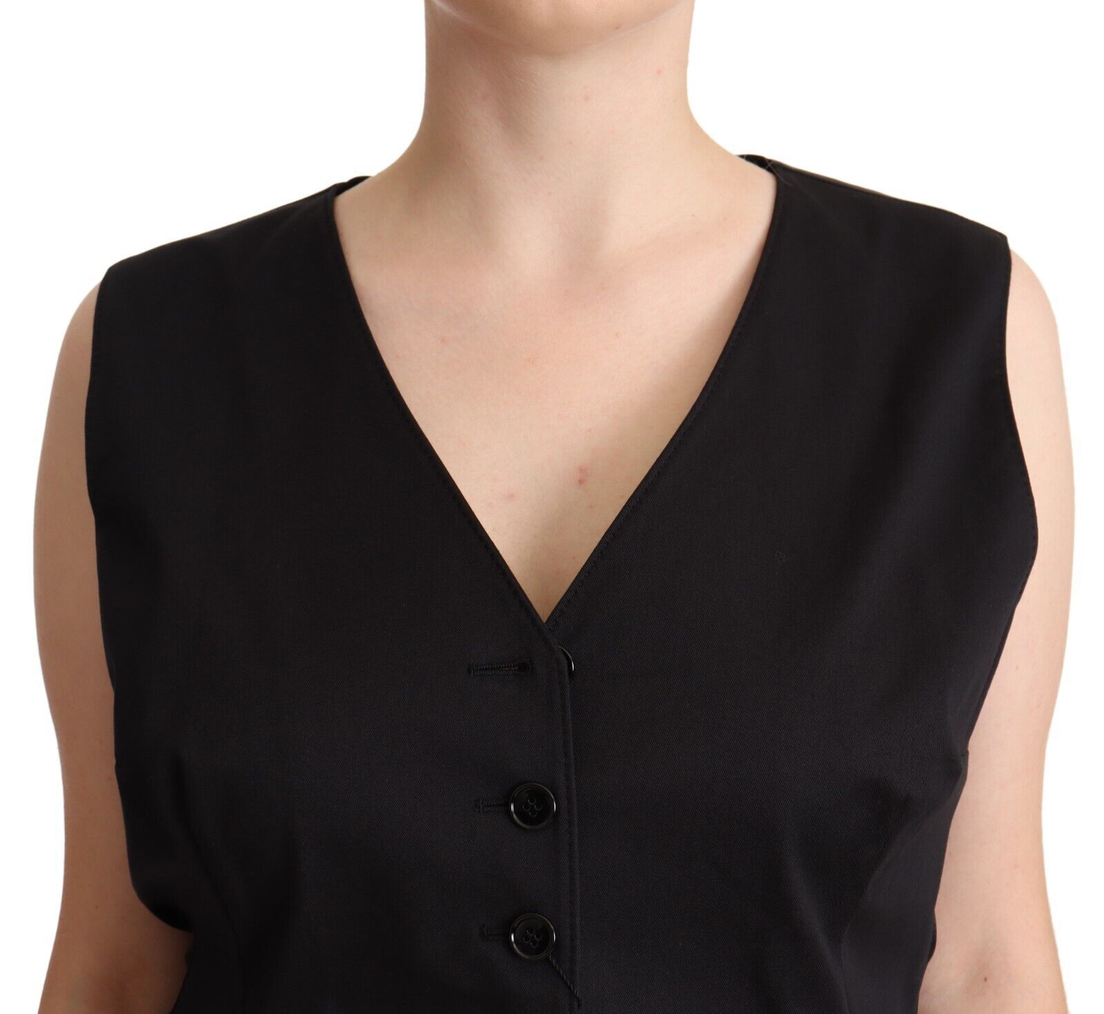 Zwarte mouwloze vest met knoopjes