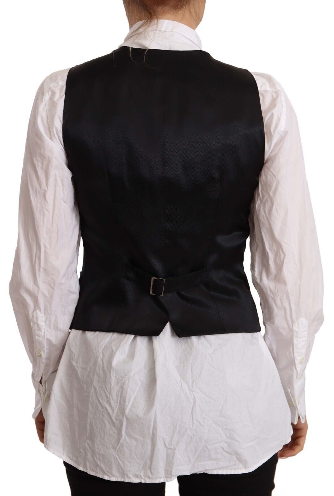 Zwarte mouwloze top van viscose met knoopjes