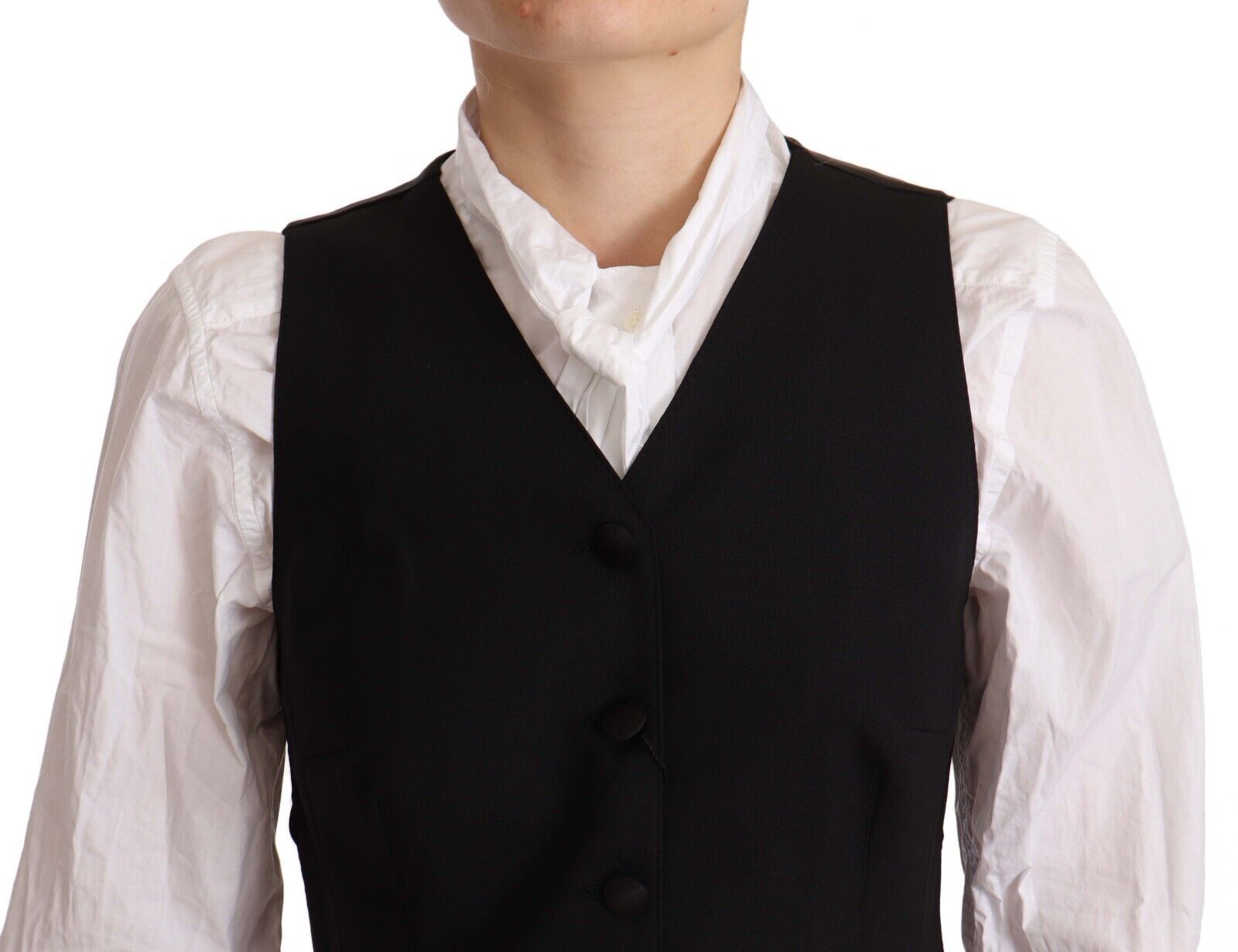 Zwarte mouwloze top van viscose met knoopjes