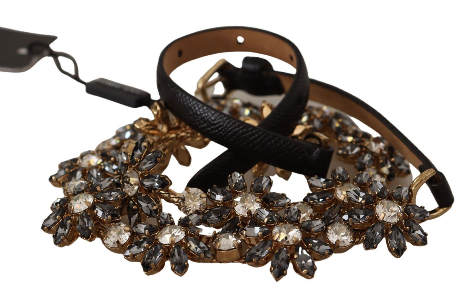 Zwarte Daisy Crystal Dauphine Textuur Riem