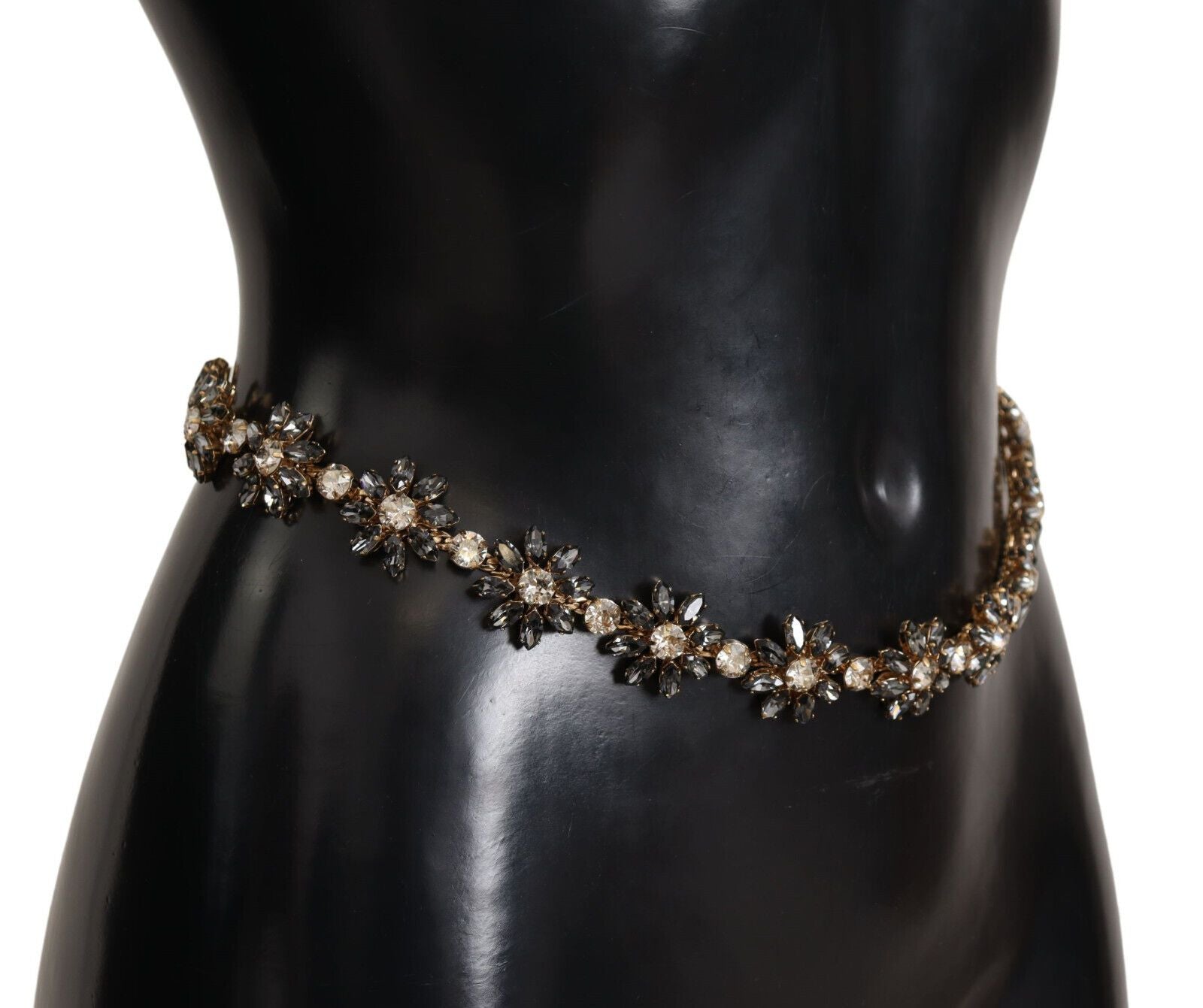 Zwarte Daisy Crystal Dauphine Textuur Riem
