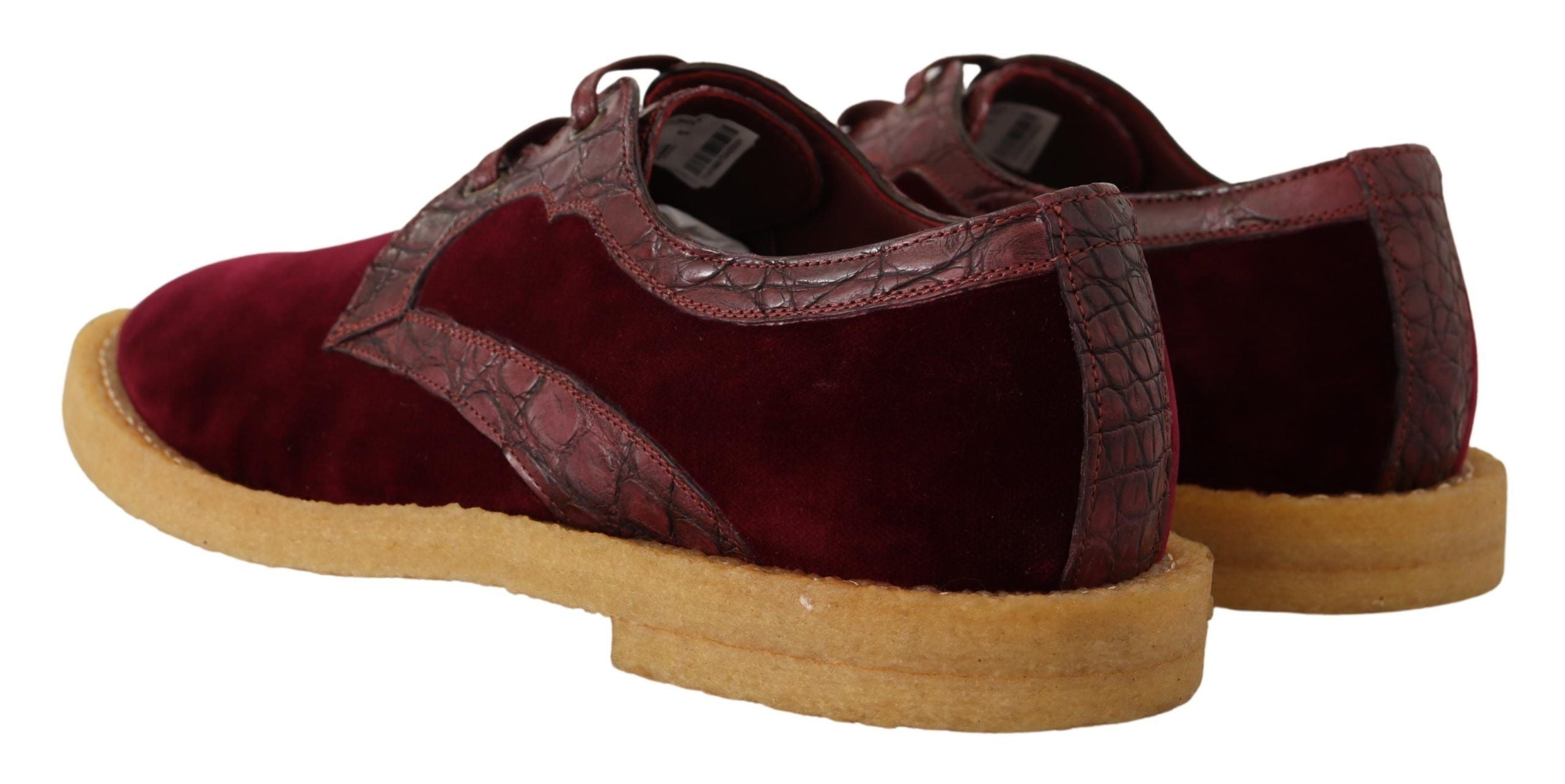 Bordeaux fluwelen exotische leren schoenen