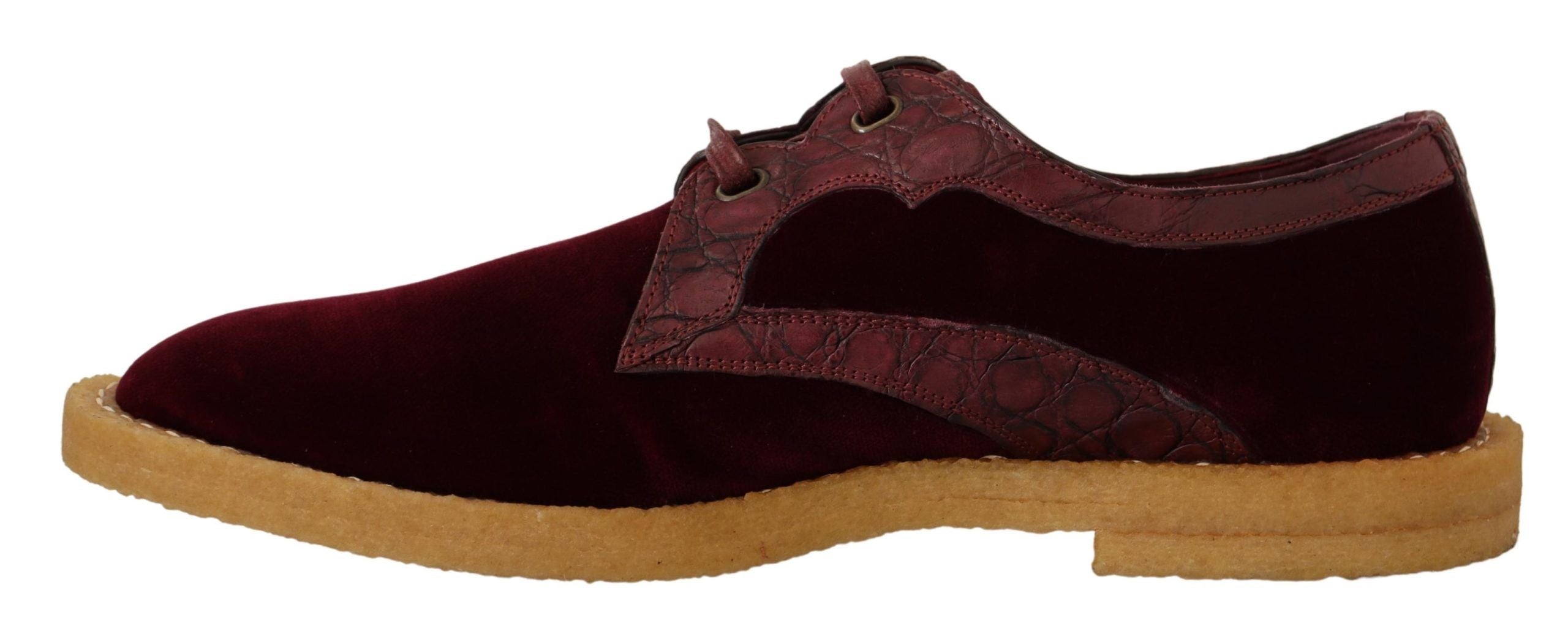 Bordeaux fluwelen exotische leren schoenen