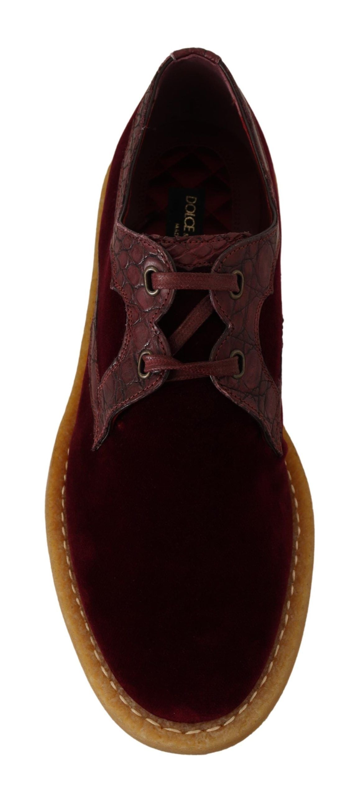 Bordeaux fluwelen exotische leren schoenen