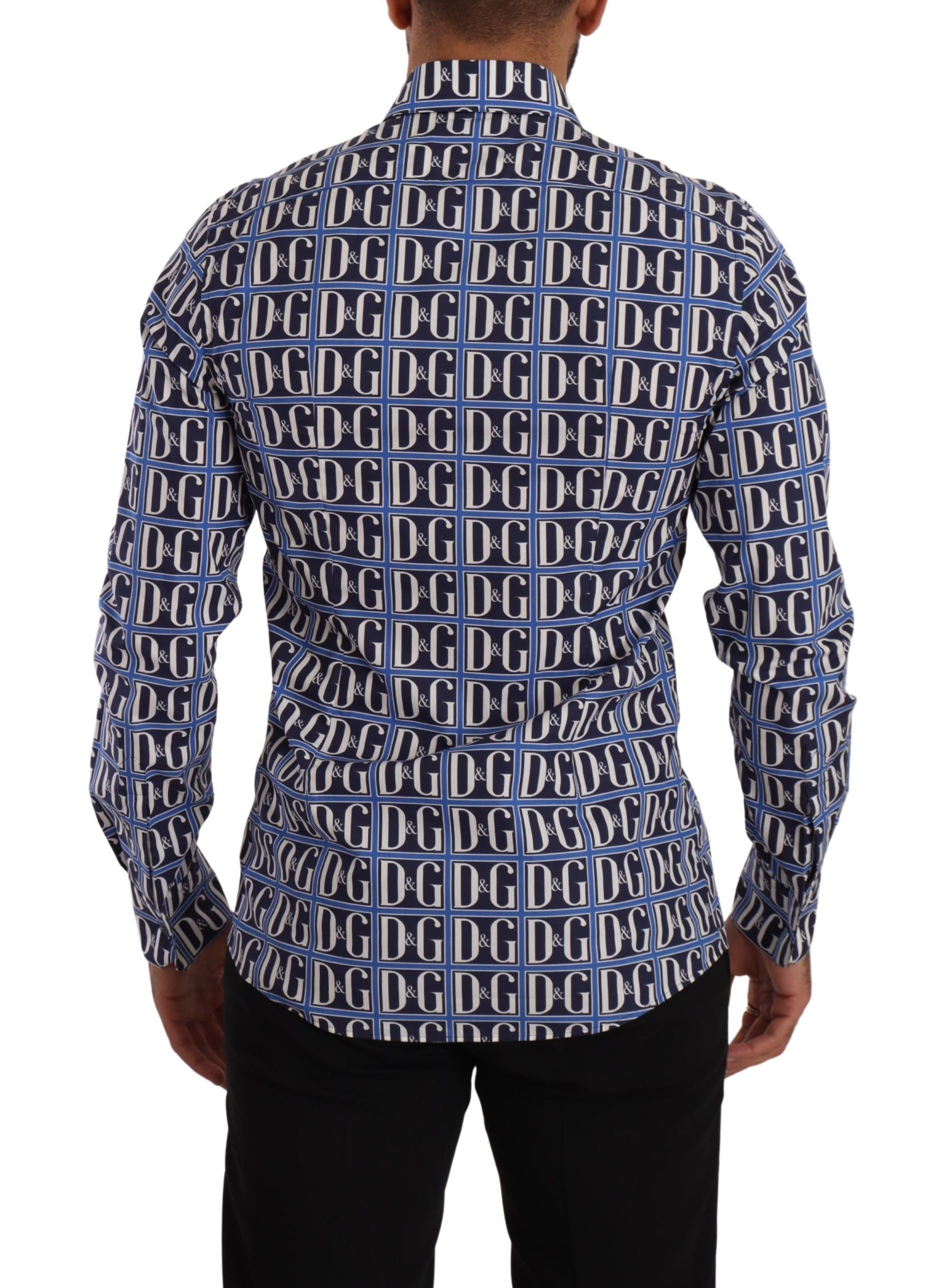 Blauw Logo Mania Slim Fit Katoenen Overhemd
