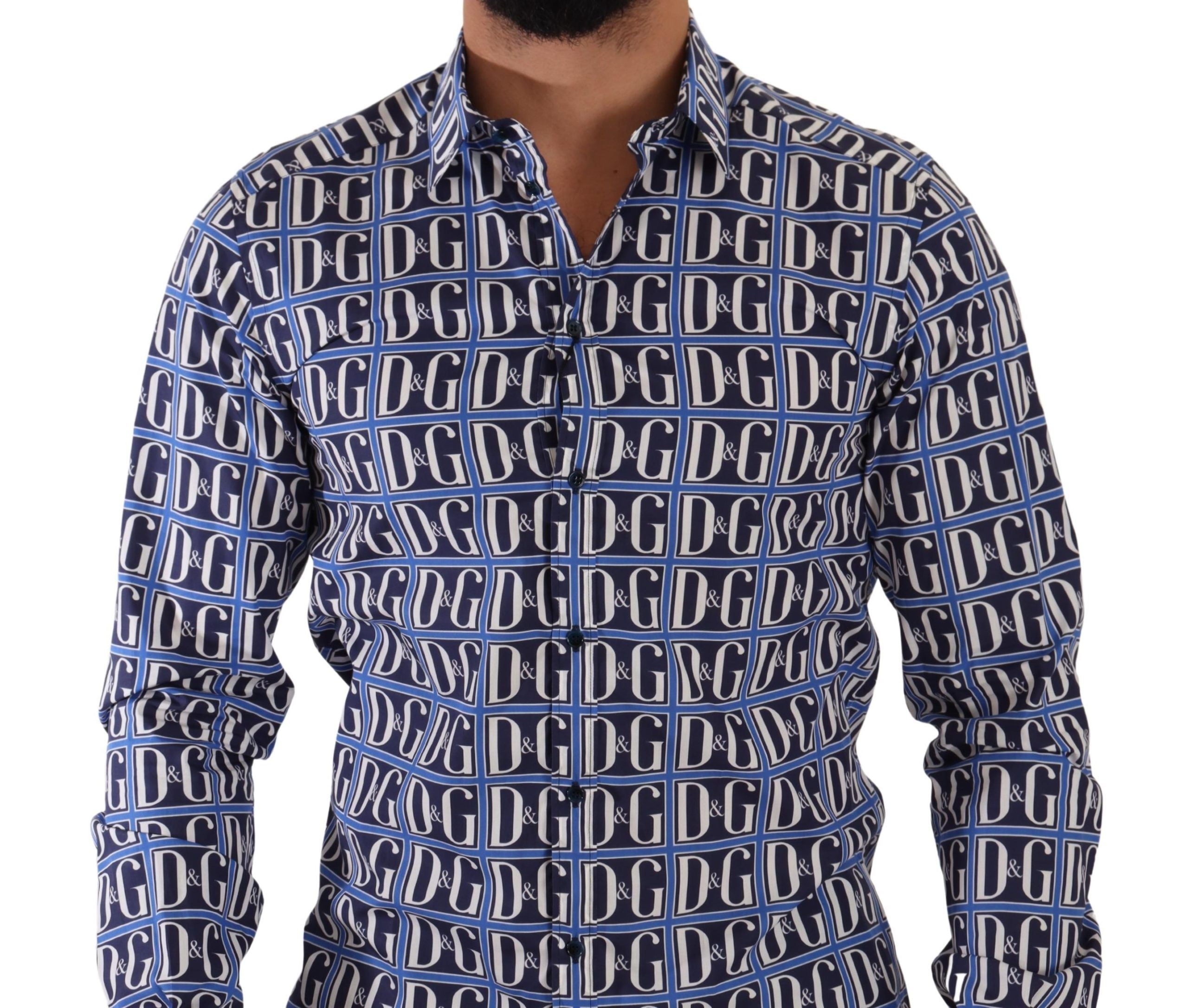 Blauw Logo Mania Slim Fit Katoenen Overhemd