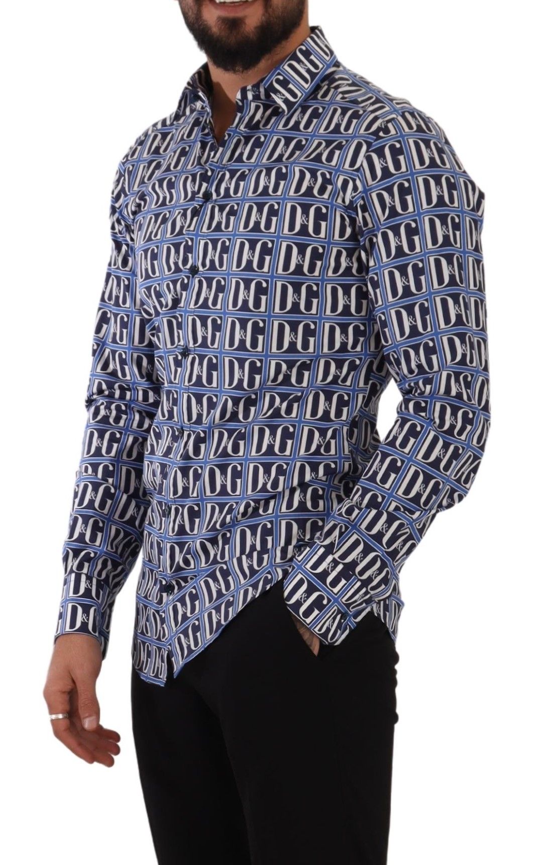 Blauw Logo Mania Slim Fit Katoenen Overhemd