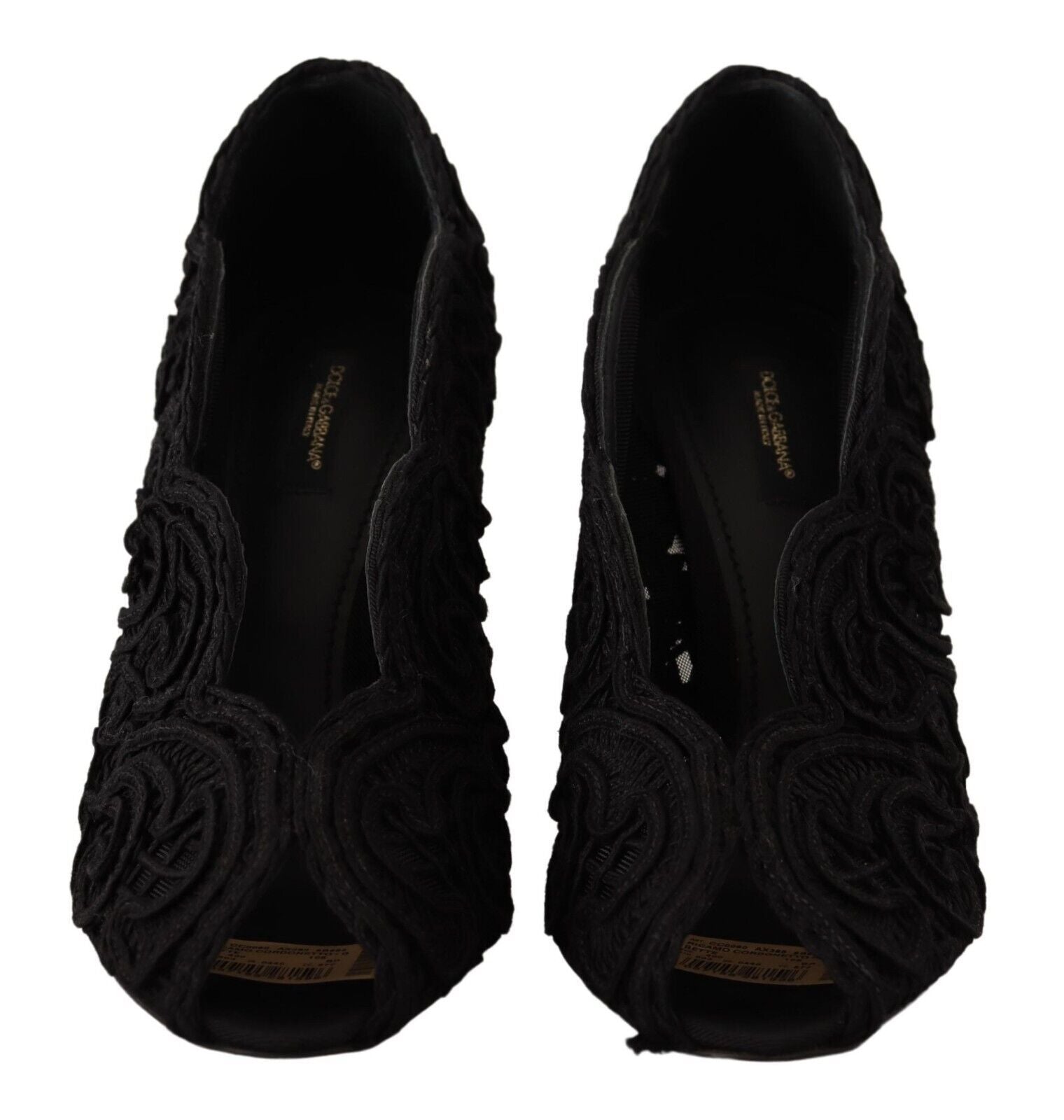 Zwarte Cordonetto Ricamo Pump Open Teen Schoenen