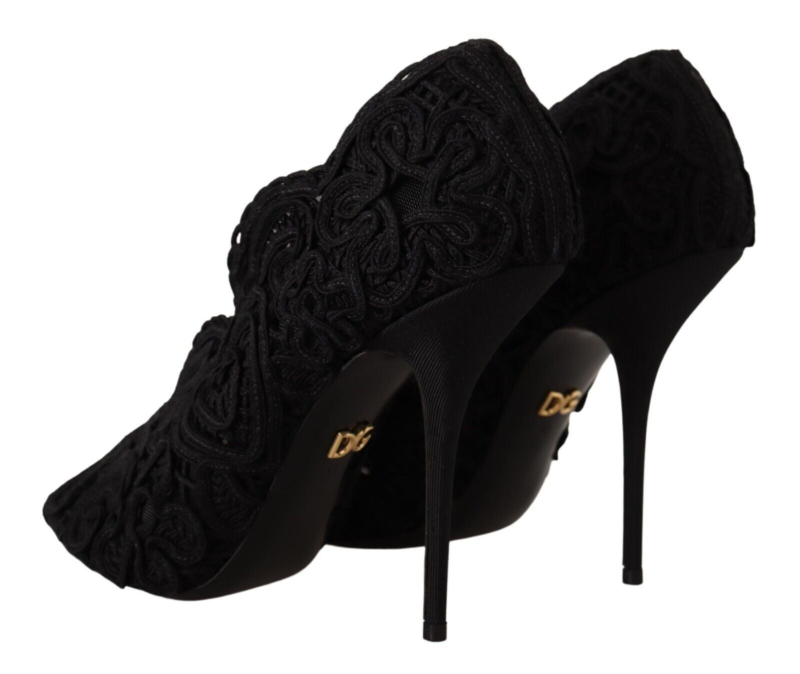 Zwarte Cordonetto Ricamo Pump Open Teen Schoenen