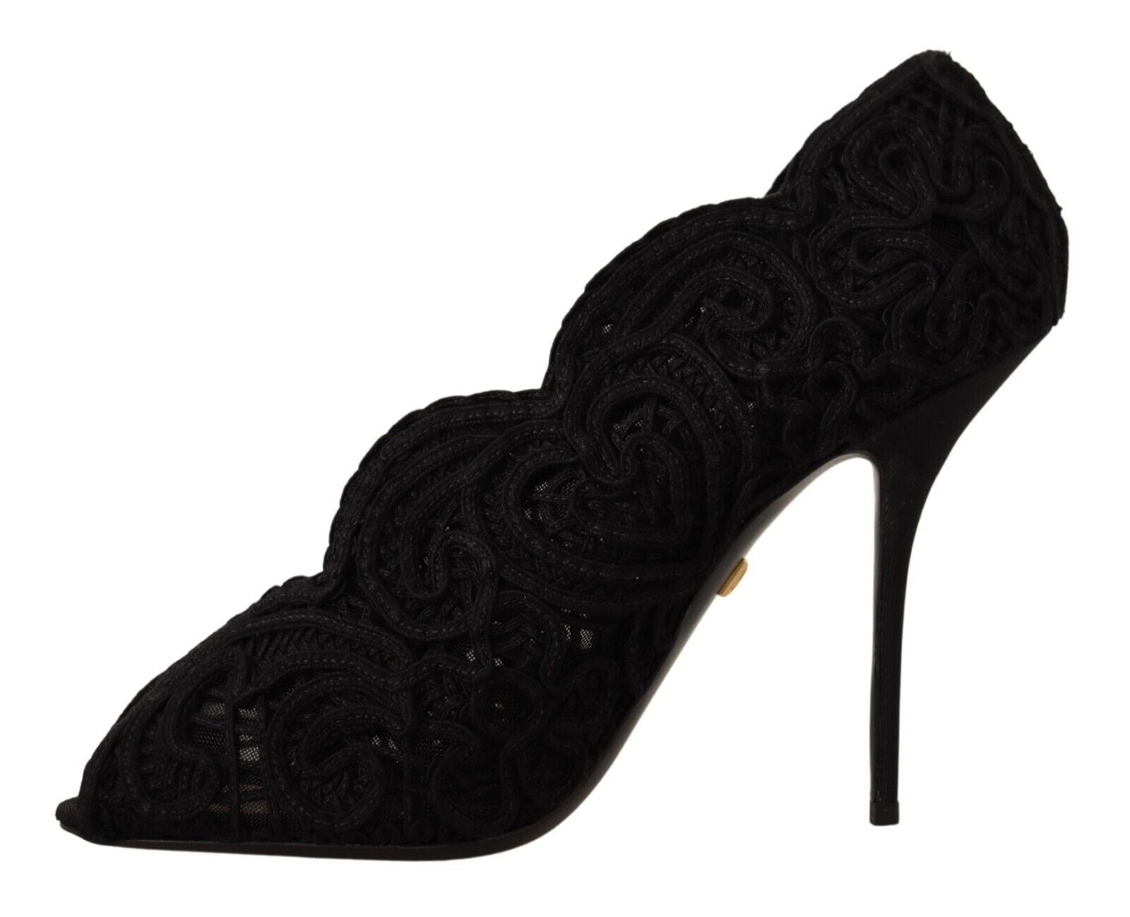 Zwarte Cordonetto Ricamo Pump Open Teen Schoenen