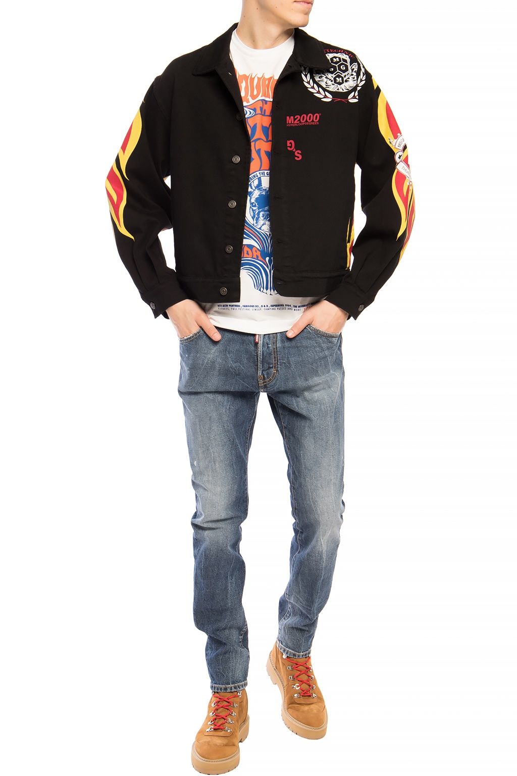 Blauwe katoenen herenjeans