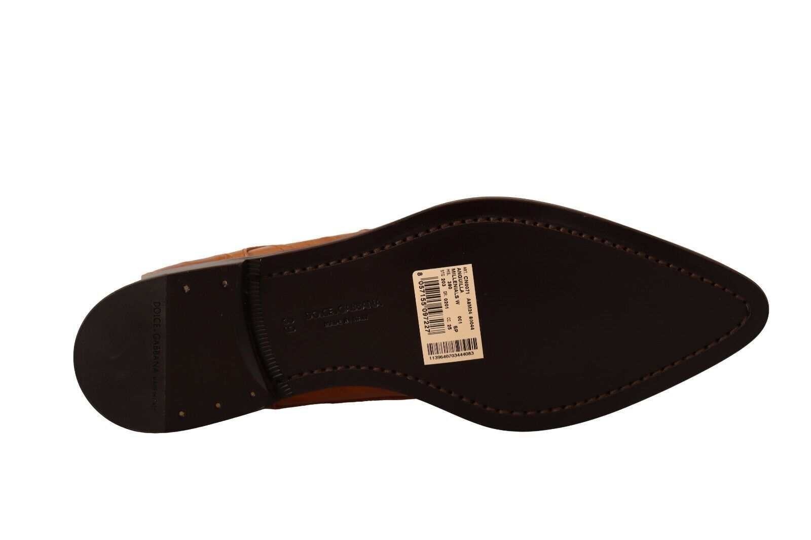 Bruine leren veterschoenen met palingmotief