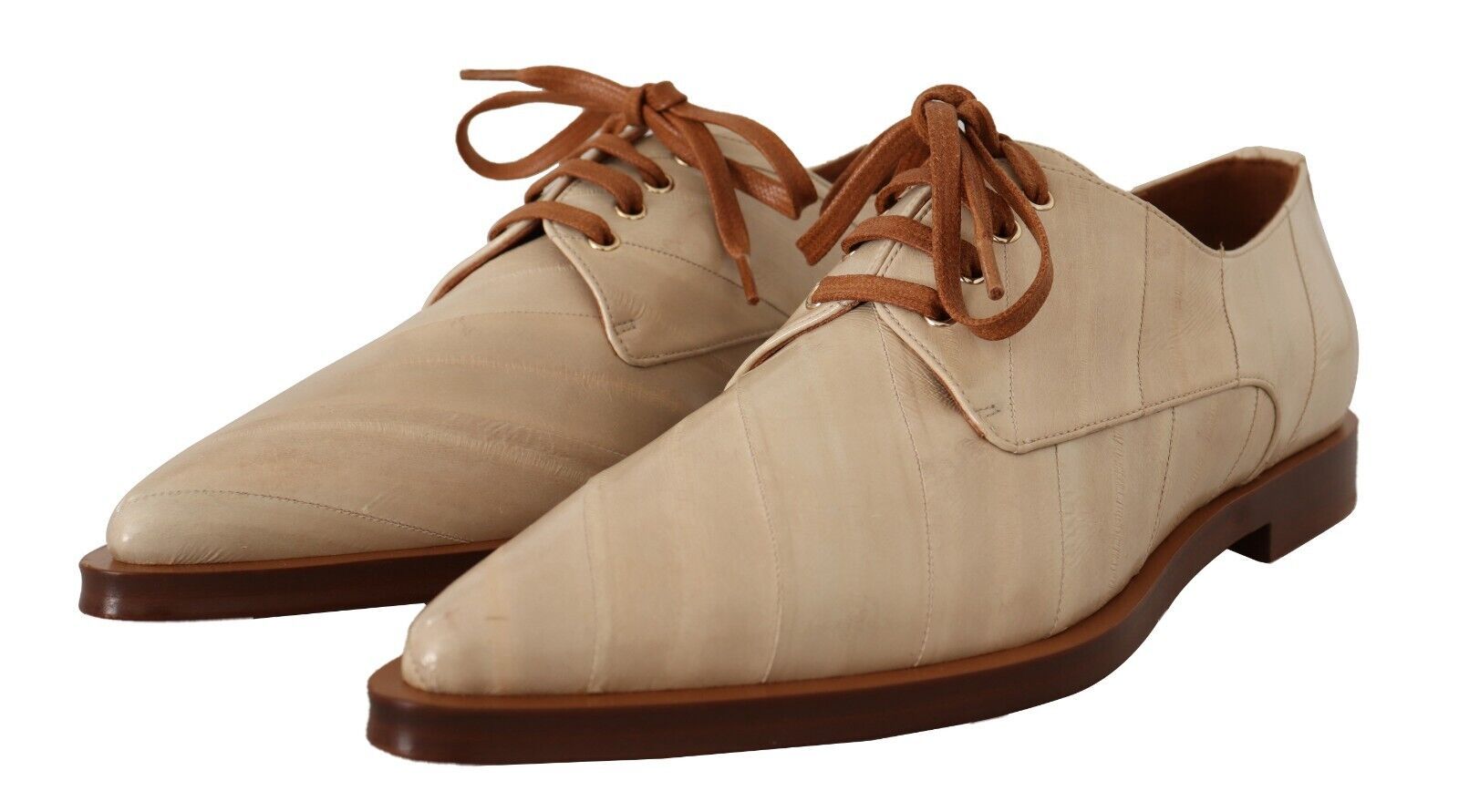 Witte leren veterschoenen met platte hak