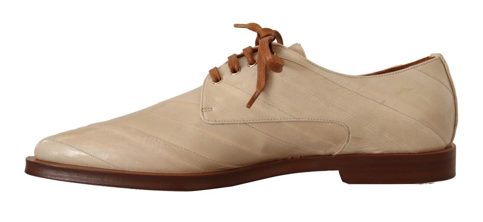 Witte leren veterschoenen met platte hak