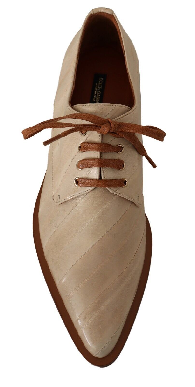 Witte leren veterschoenen met platte hak