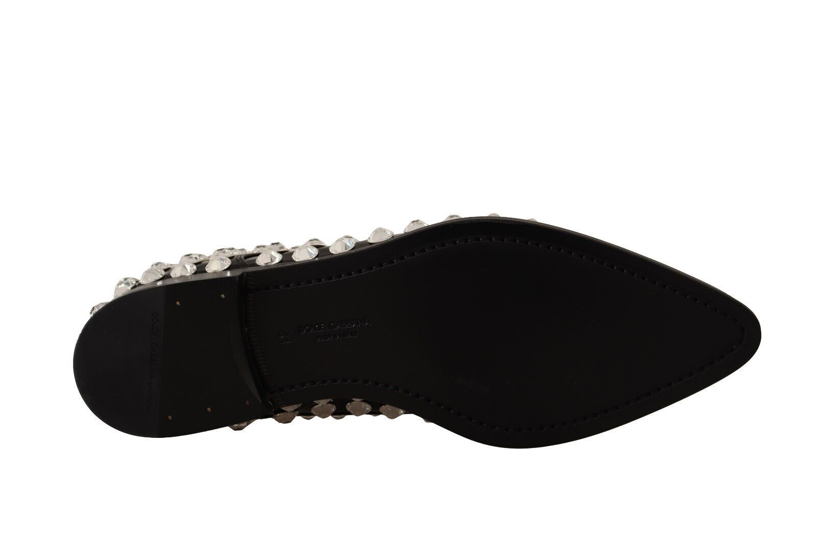 Zwarte leren veterschoenen met kristallen