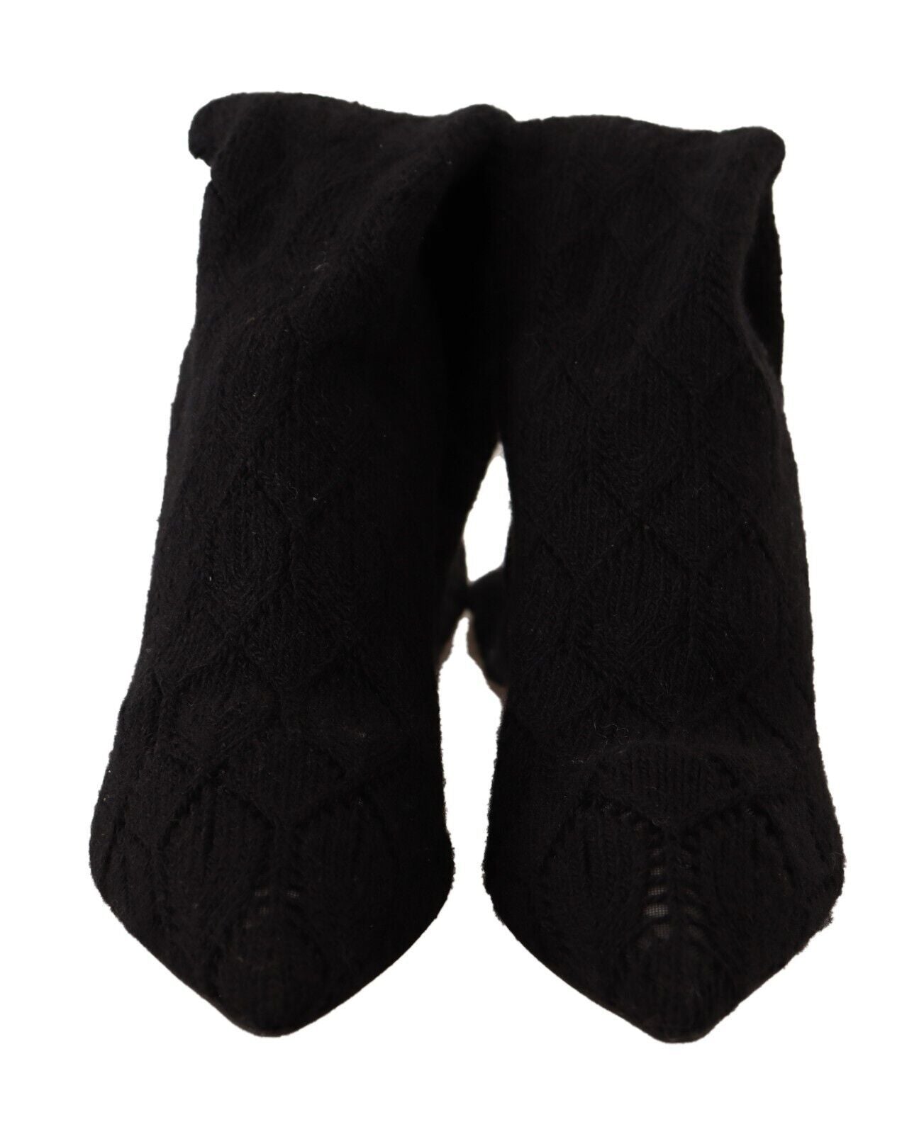Zwarte stretchsokken, kniehoge laarsjes, schoenen