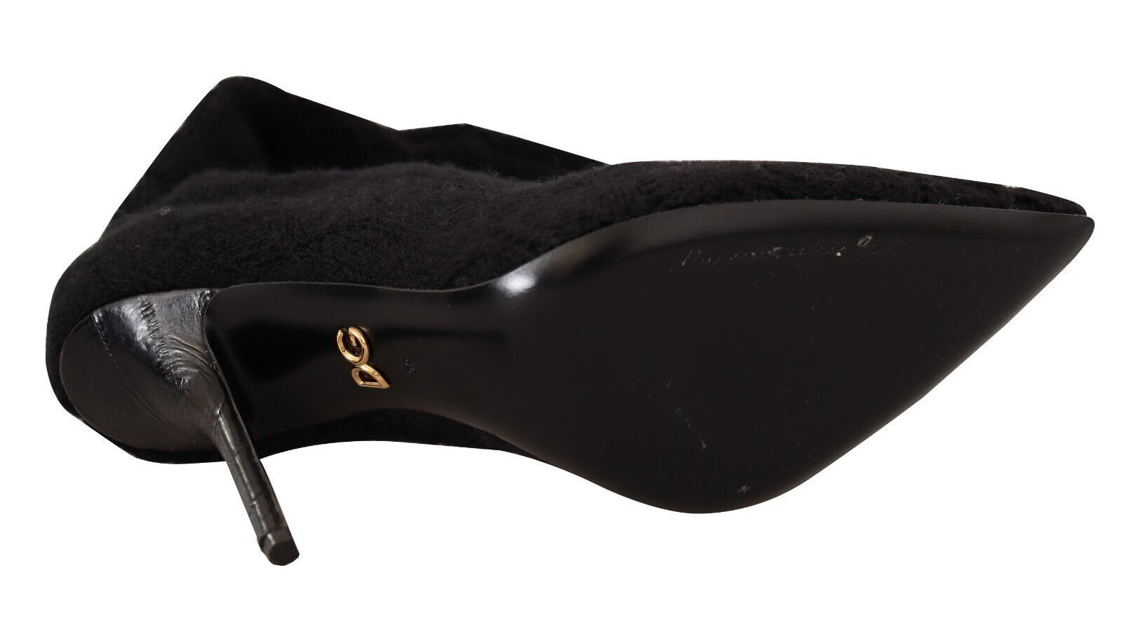 Zwarte stretchsokken, kniehoge laarsjes, schoenen