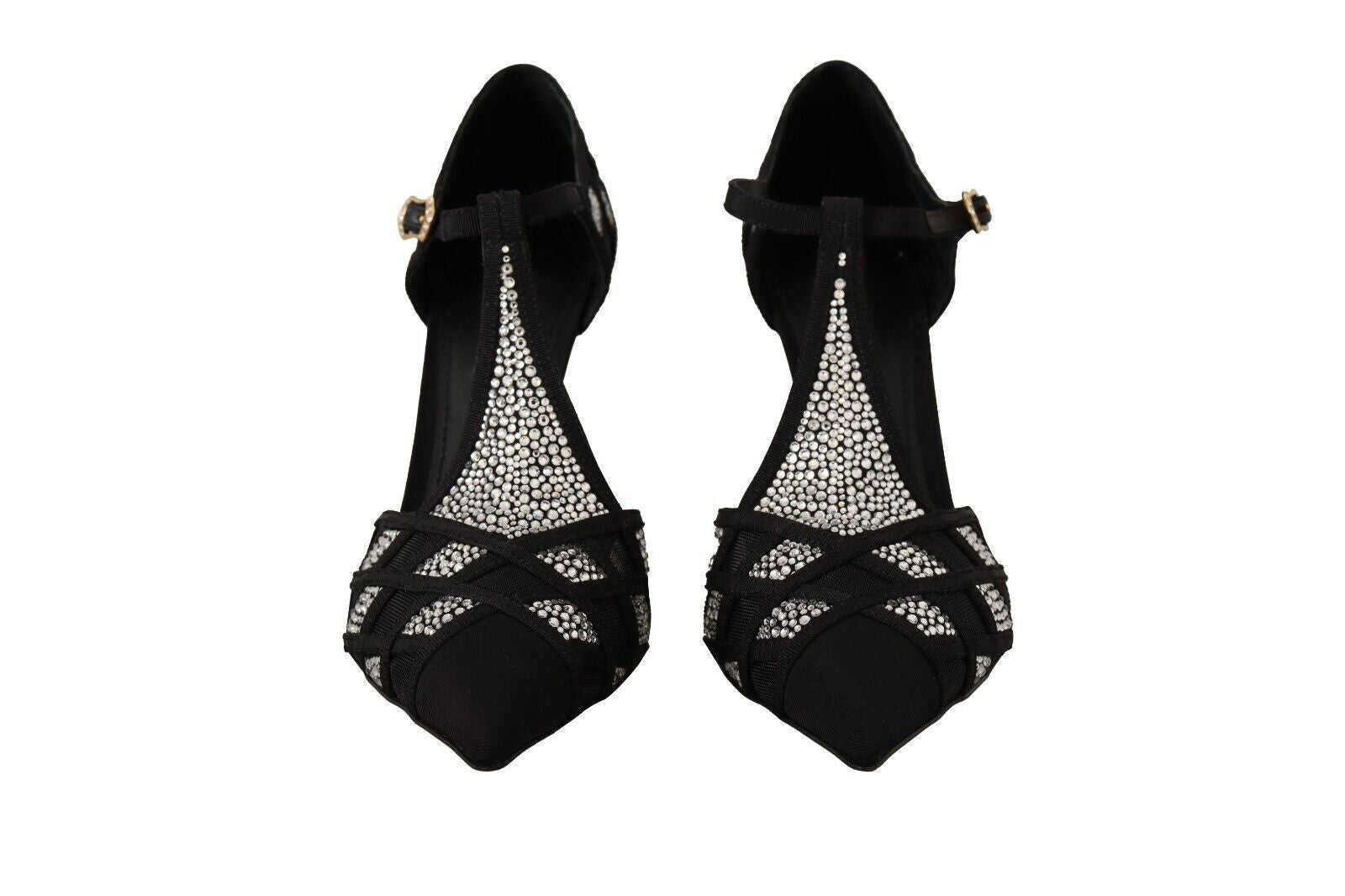 Zwarte kristallen T-band hakken pumps schoenen