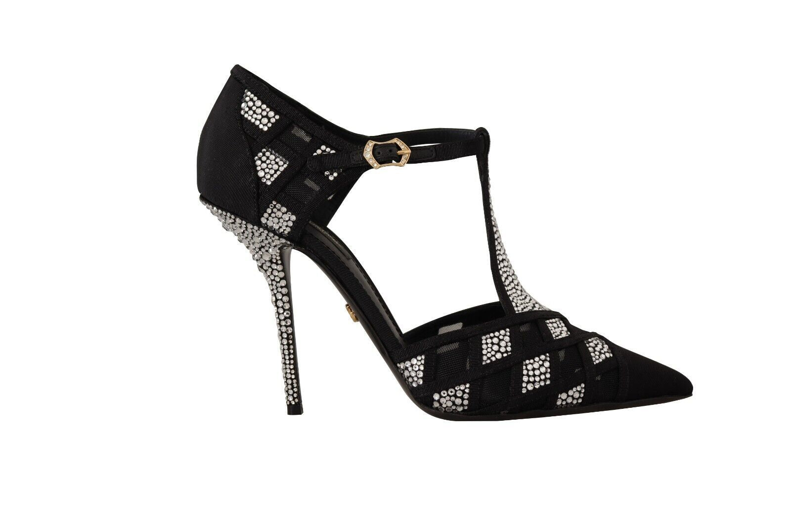 Zwarte kristallen T-band hakken pumps schoenen