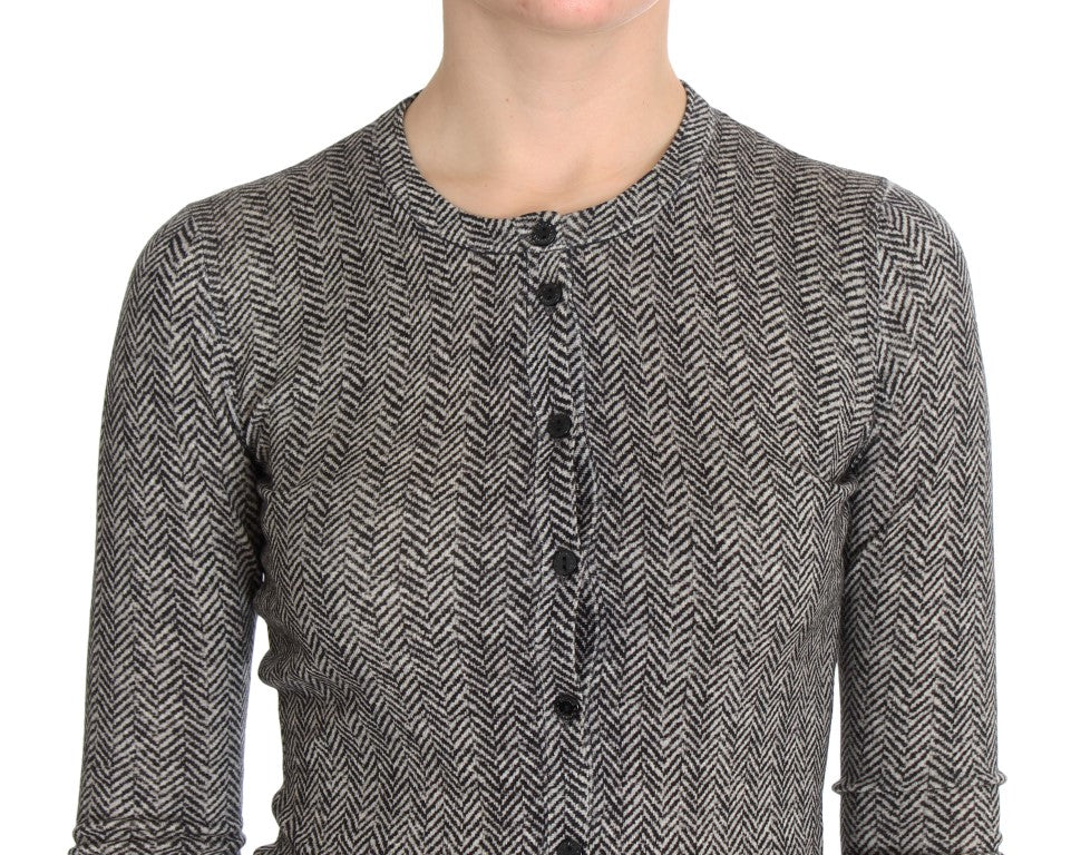 Zwart-witte wollen topvesttrui