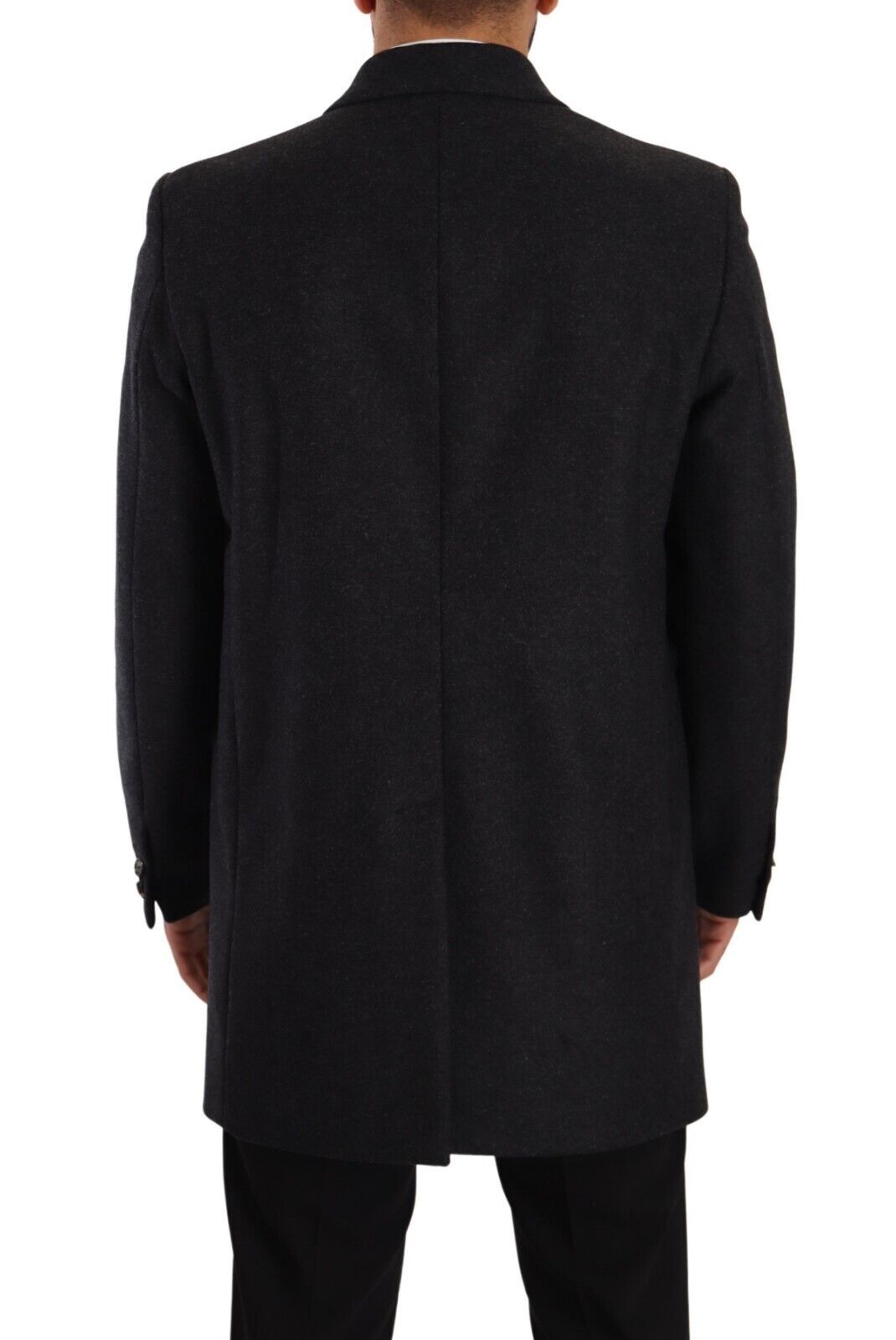 Donkergrijze wollen trenchcoat voor heren