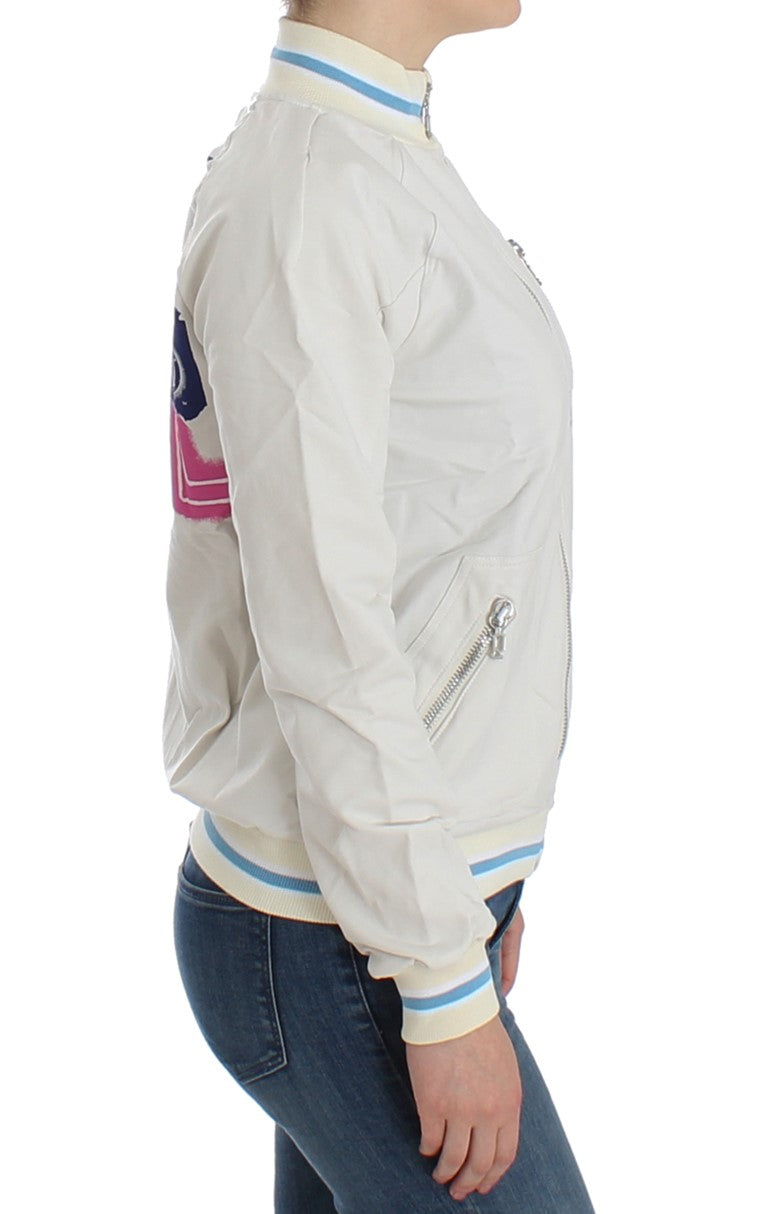 Witte nep-ritsvest-sweater